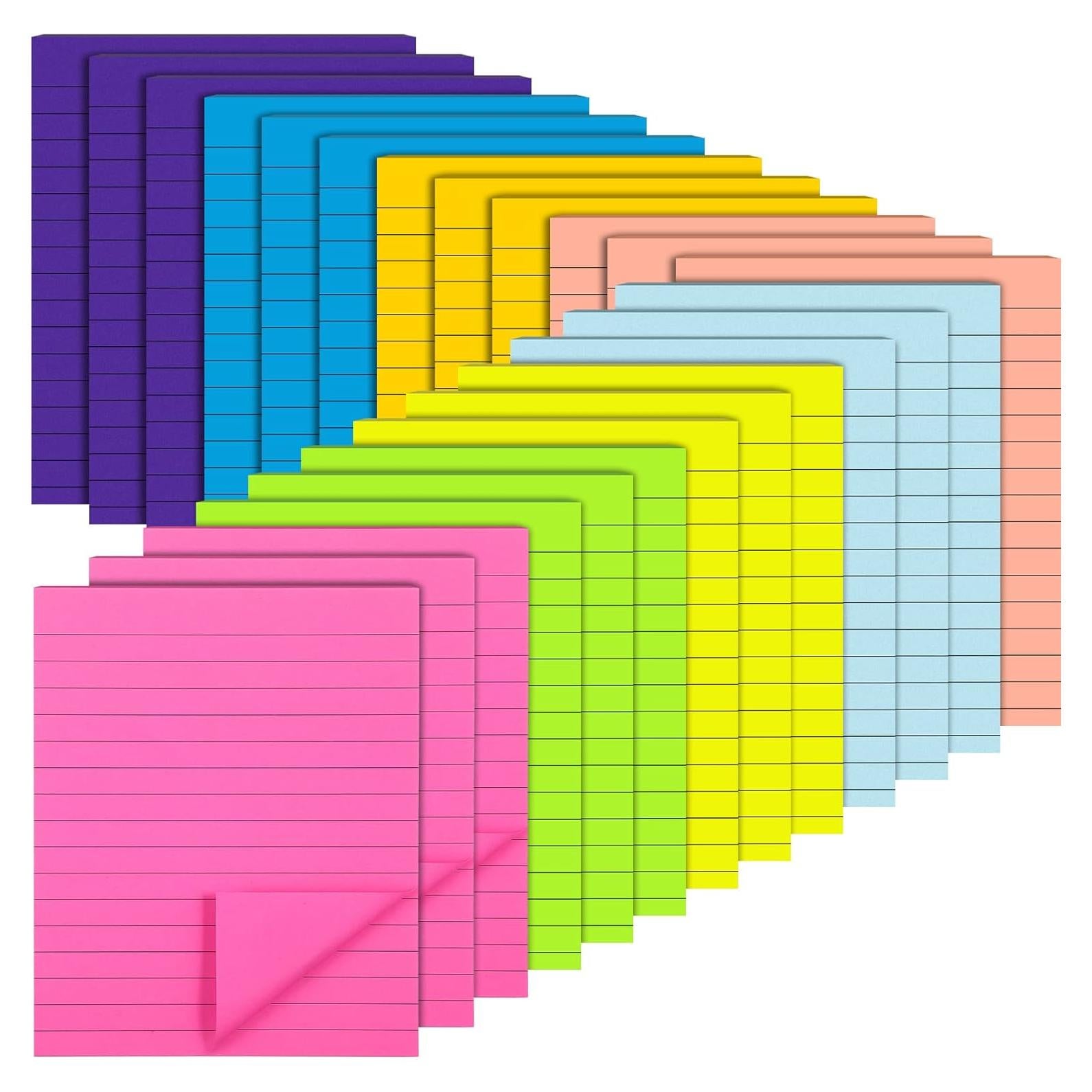 Paquete de 24 Notas Adhesivas Rayadas Thenshop 10 x 15 cm