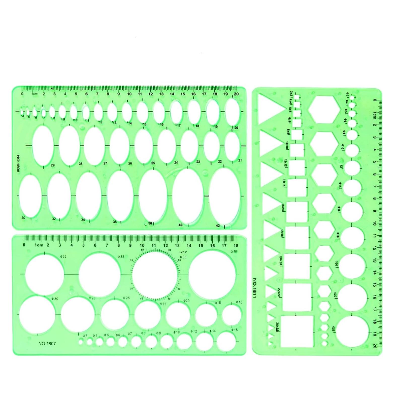 Plantillas de Dibujo Geométrico SenseYo - 3 Piezas