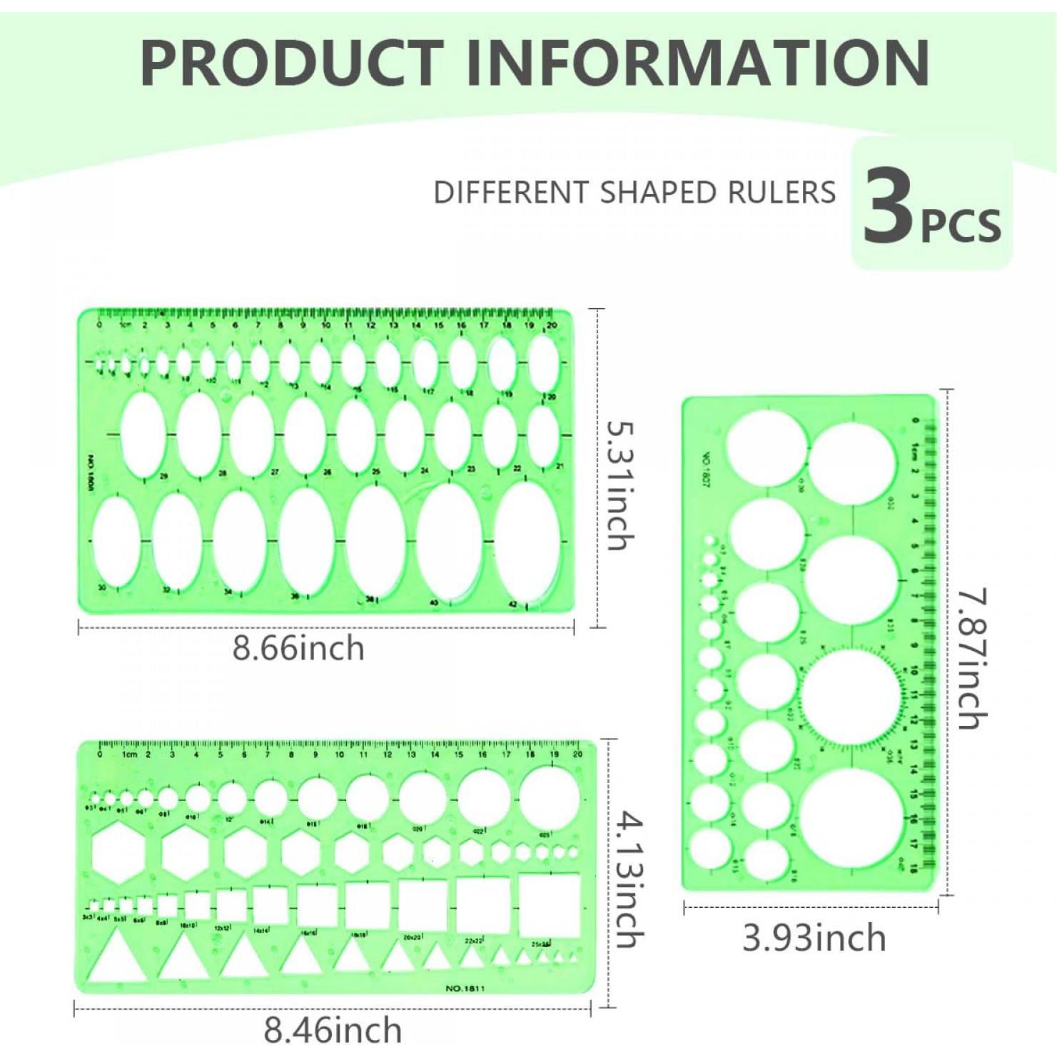 Plantillas de Dibujo Geométrico SenseYo - 3 Piezas