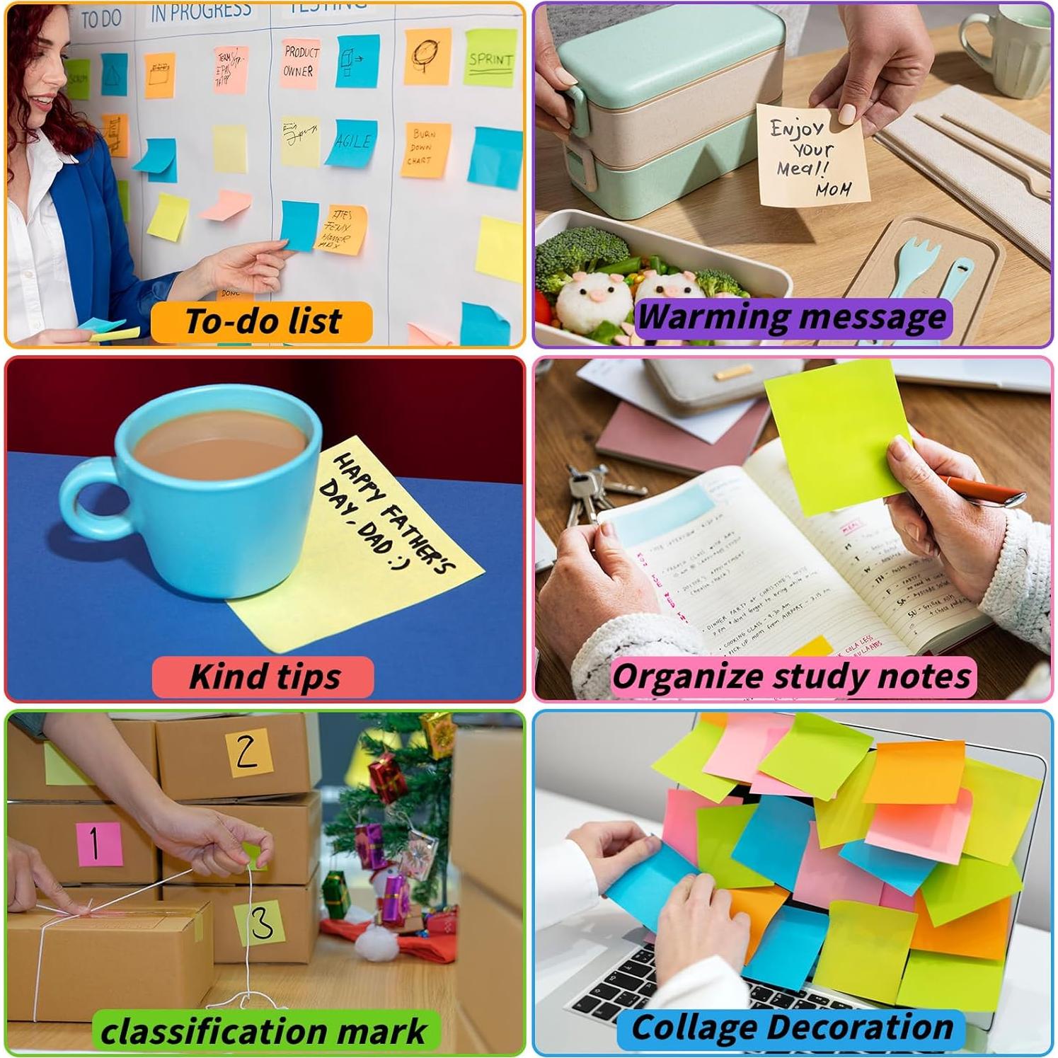 Paquete de 100 Notas Adhesivas Coloridas Oleitodh 7.62 cm