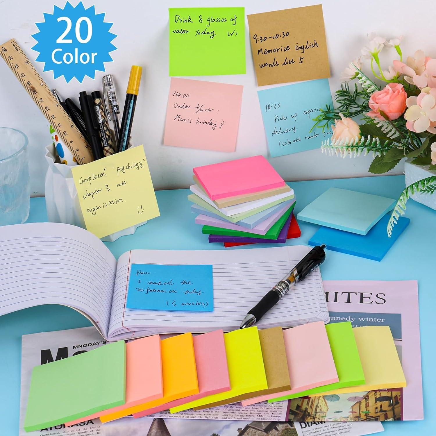 Paquete de 100 Notas Adhesivas Coloridas Oleitodh 7.62 cm