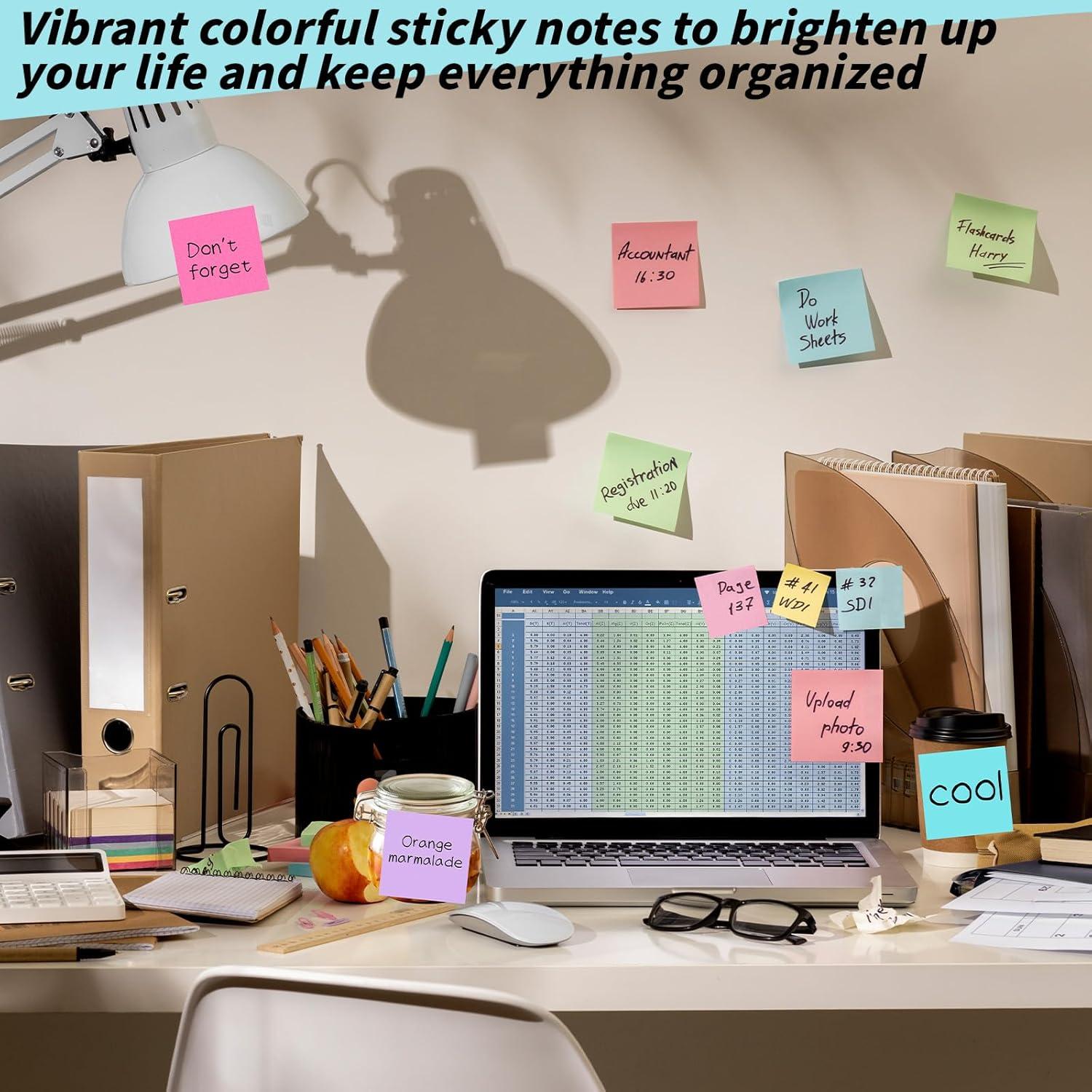 Paquete de 100 Notas Adhesivas Coloridas Oleitodh 7.62 cm