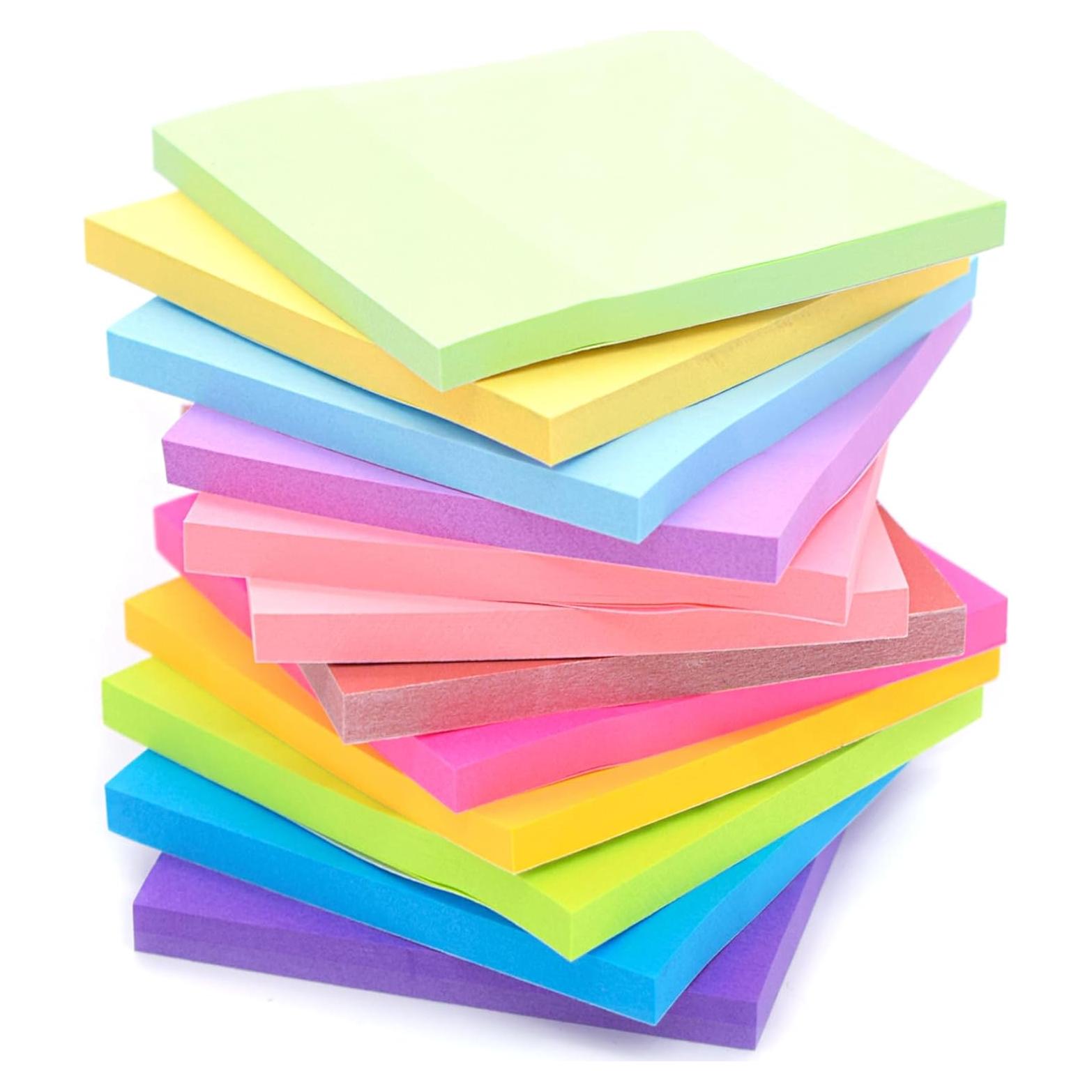 Notas Adhesivas YISAN 7.62x7.62 cm 12 Blocs 600 Hojas Colores