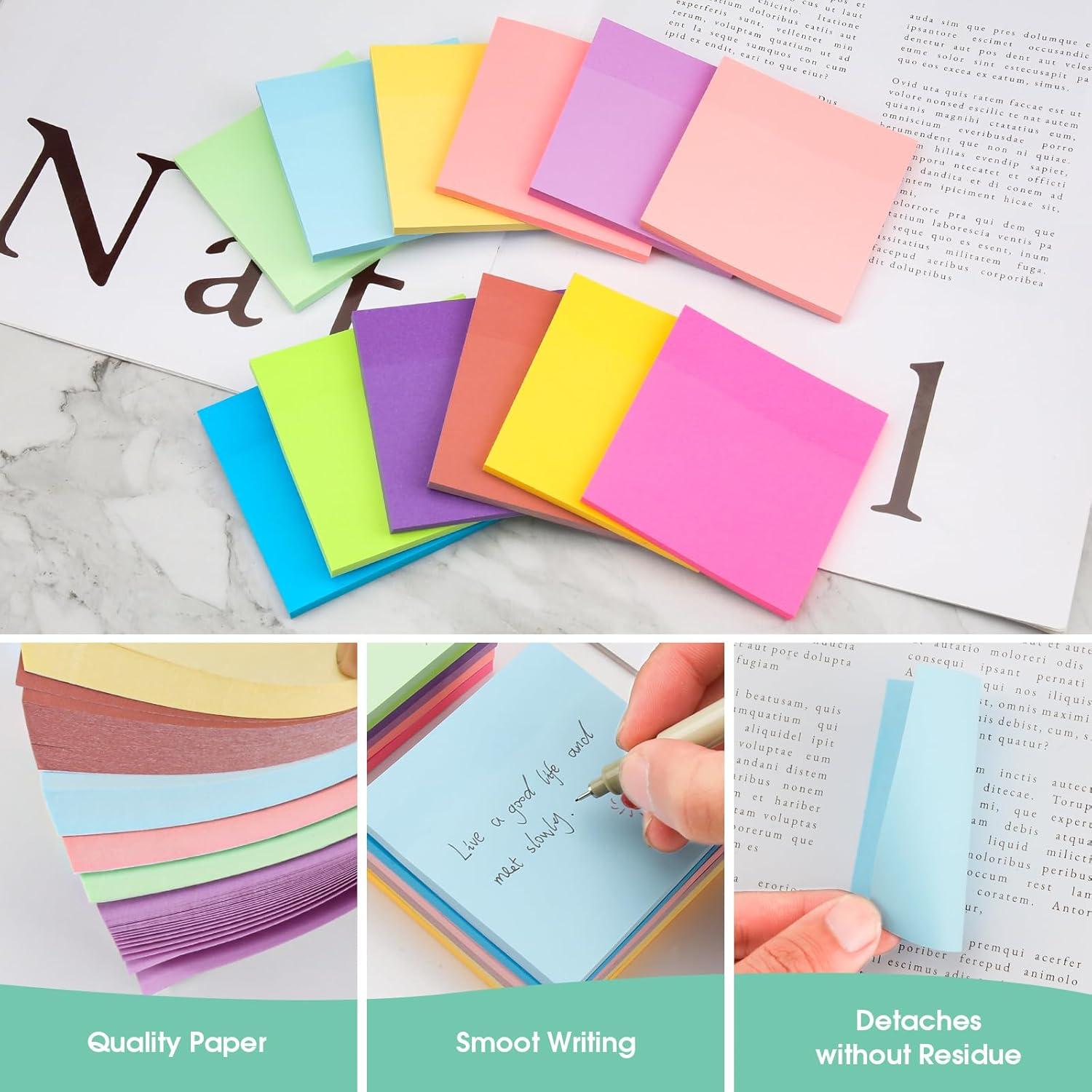 Notas Adhesivas YISAN 7.62x7.62 cm 12 Blocs 600 Hojas Colores