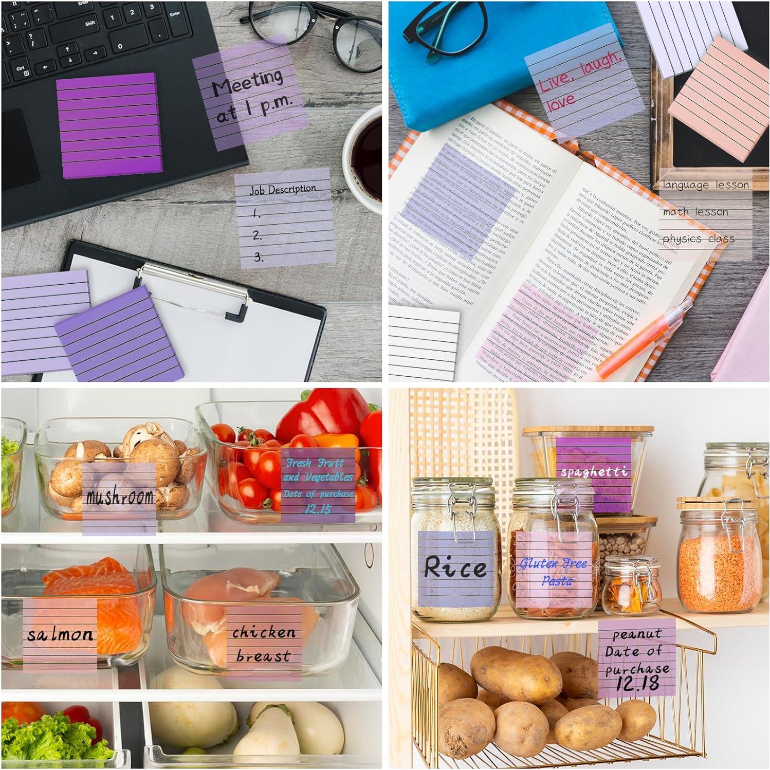 Notas Adhesivas Transparentes 3x3" Morado SYMDROMIA 300 Hojas