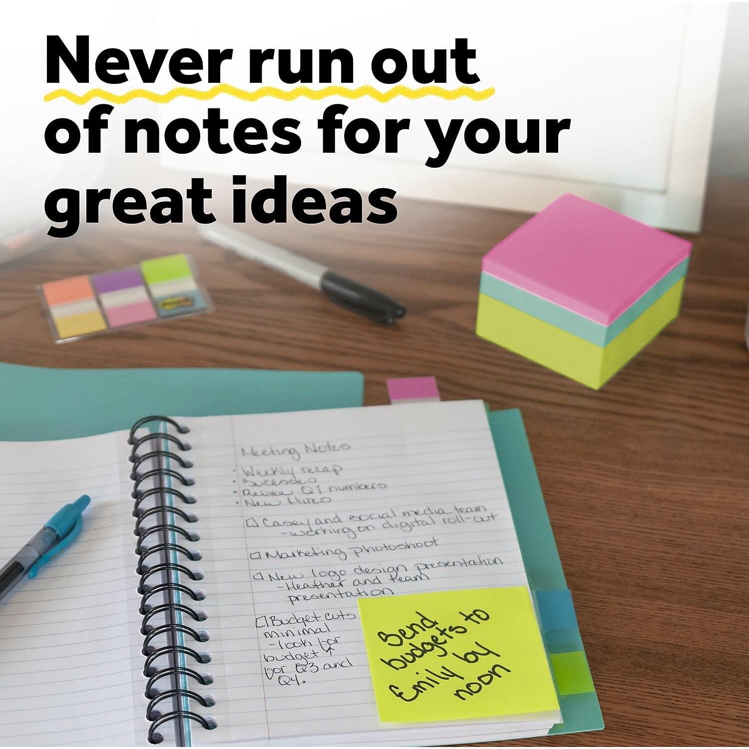 Cubo de Notas Post-it 400 Hojas 7.62 cm Colores Brillantes