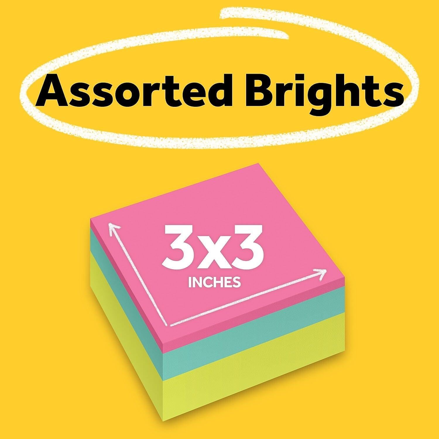 Cubo de Notas Post-it 400 Hojas 7.62 cm Colores Brillantes