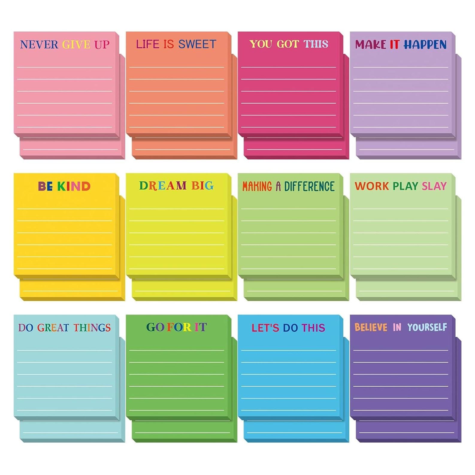Notas Adhesivas Motivacionales Yinder 24 Pcs 7.62x7.62cm