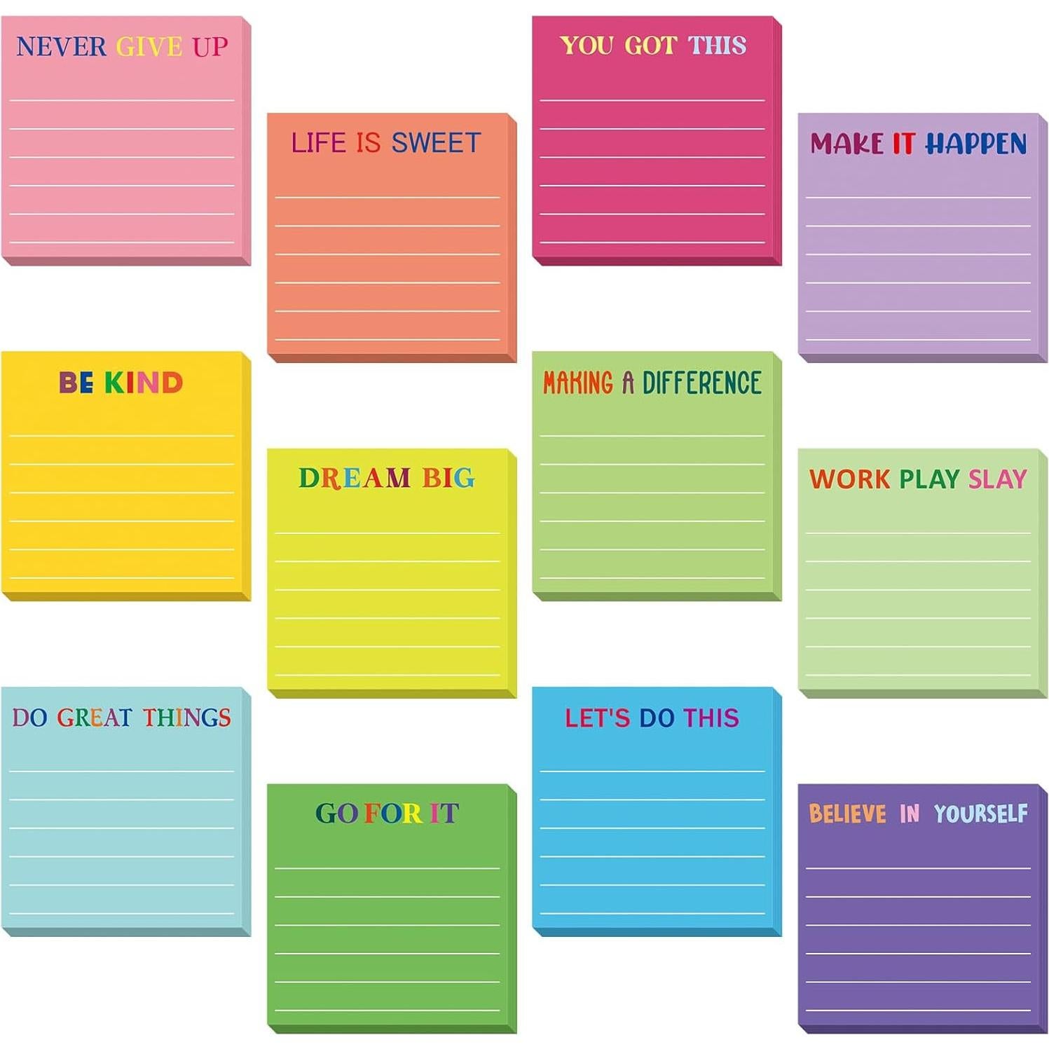 Notas Adhesivas Motivacionales Yinder 24 Pcs 7.62x7.62cm