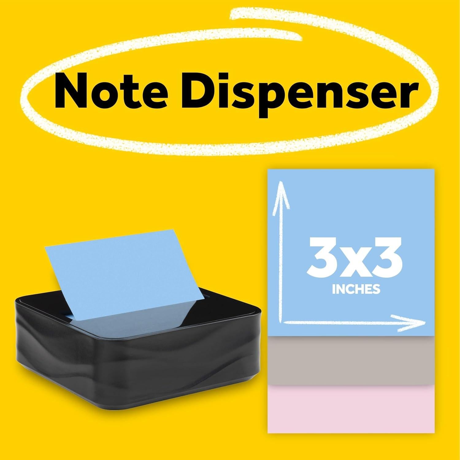 Dispensador de Notas Post-it Negro con 3 Almohadillas 7.62 cm