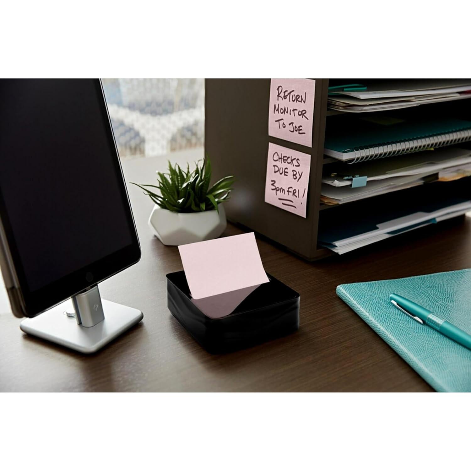 Dispensador de Notas Post-it Negro con 3 Almohadillas 7.62 cm
