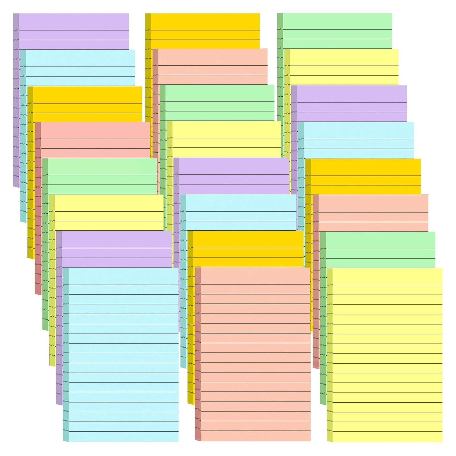 Paquete de 24 Notas Adhesivas Rayadas EMWNG 10.16x15.24 cm