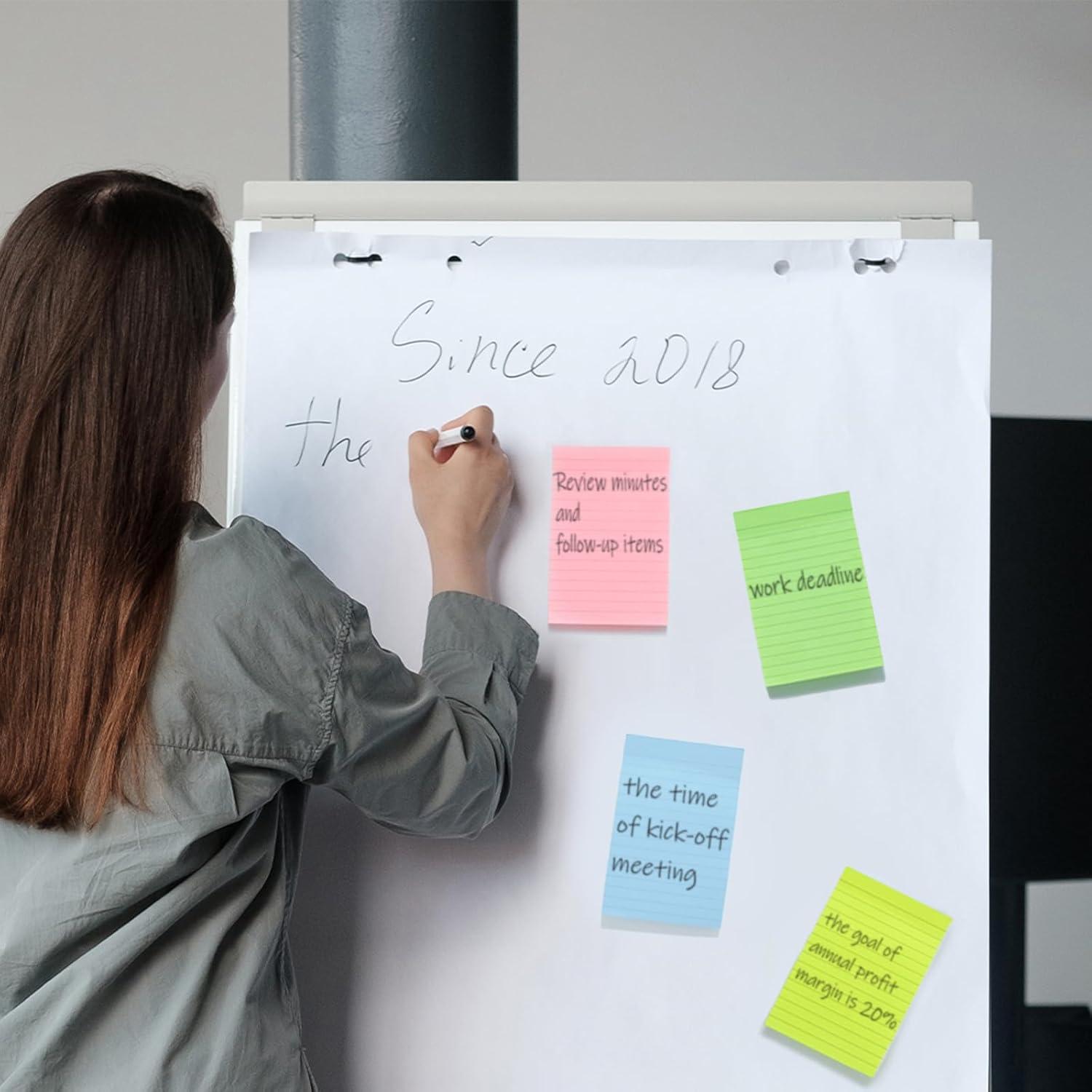 Paquete de 24 Notas Adhesivas Rayadas EMWNG 10.16x15.24 cm