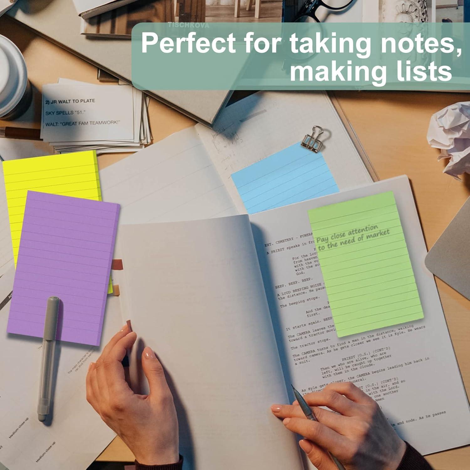 Paquete de 24 Notas Adhesivas Rayadas EMWNG 10.16x15.24 cm