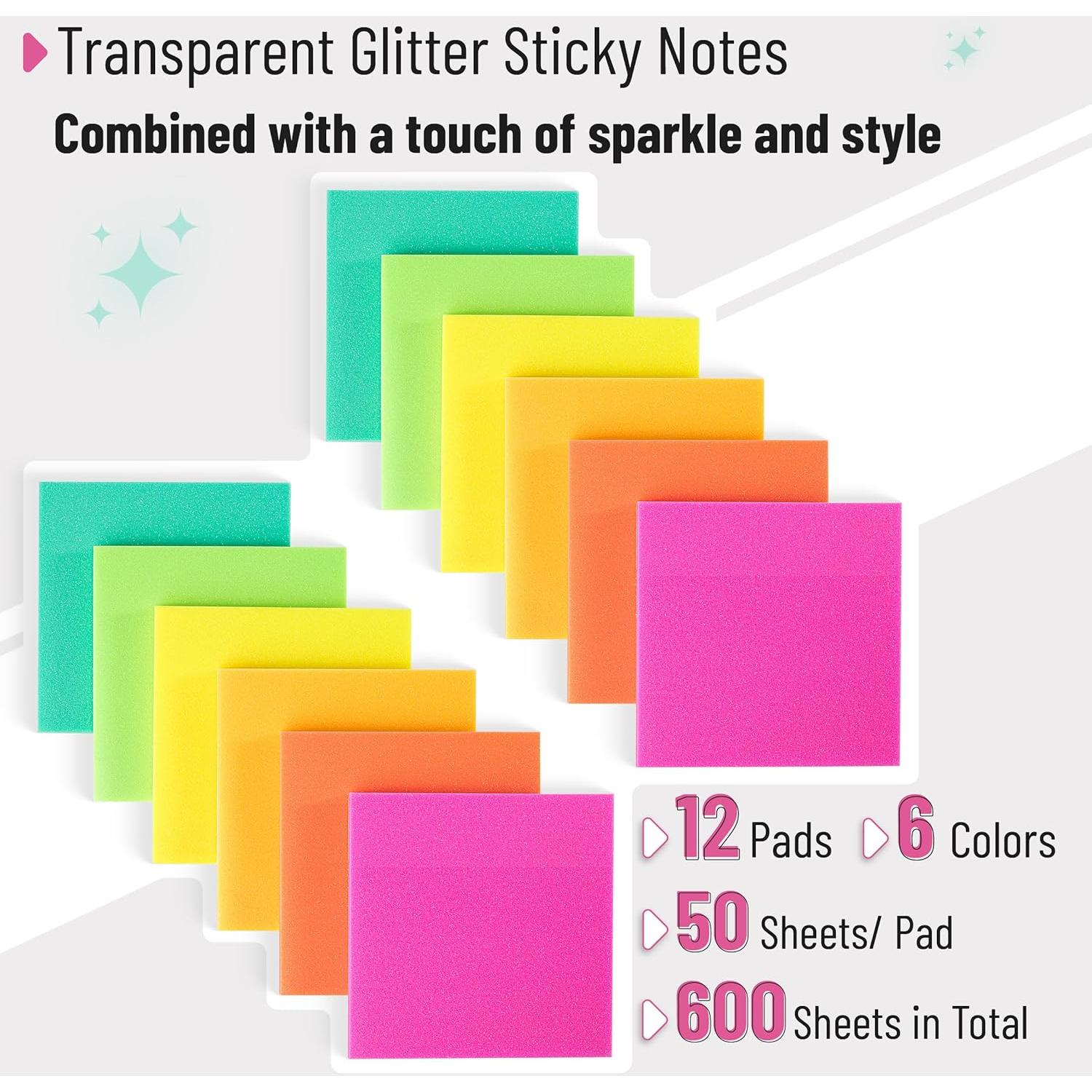 Notas Adhesivas Mr. Pen 3x3 cm, 12 Blocs, 600 Hojas Coloridas