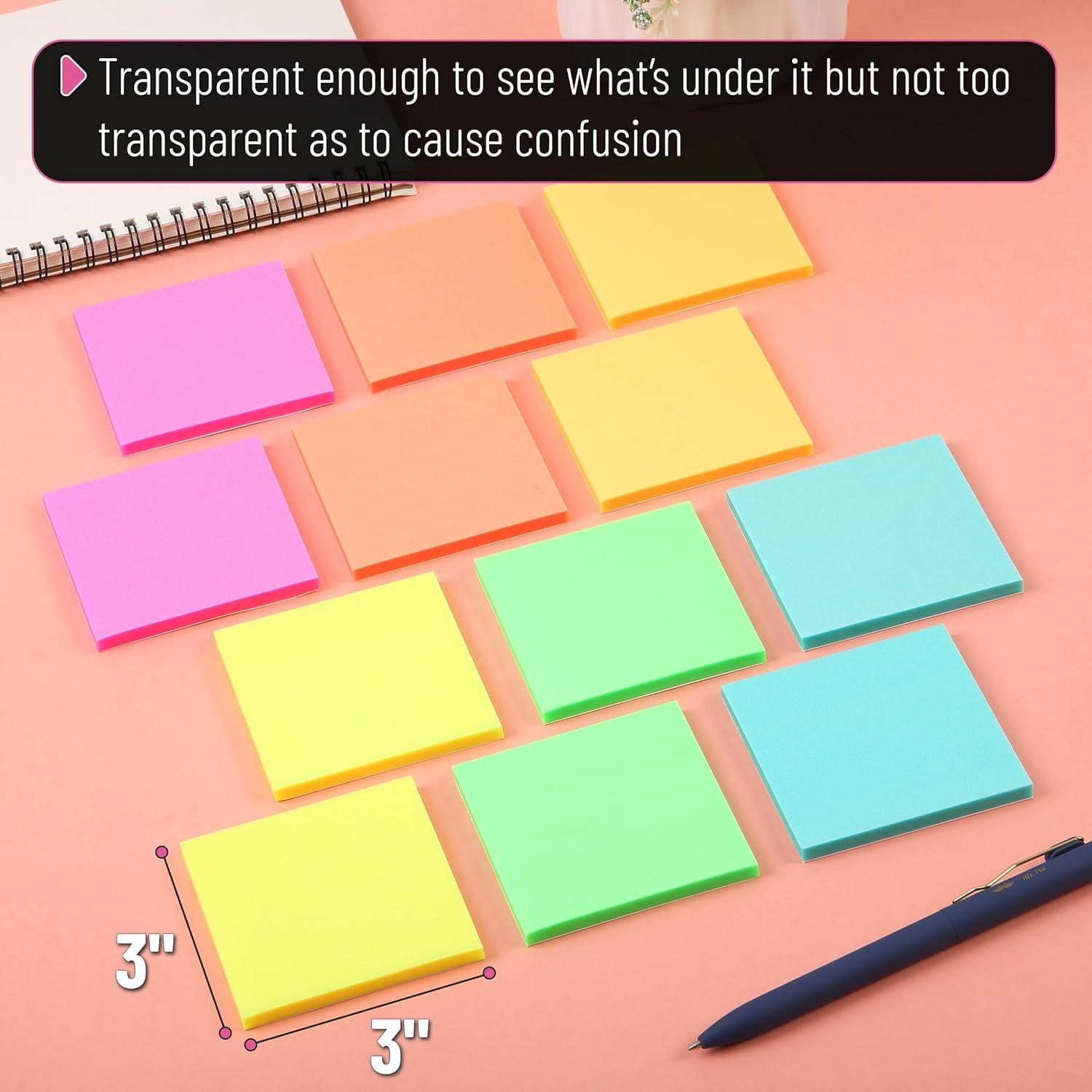 Notas Adhesivas Mr. Pen 3x3 cm, 12 Blocs, 600 Hojas Coloridas