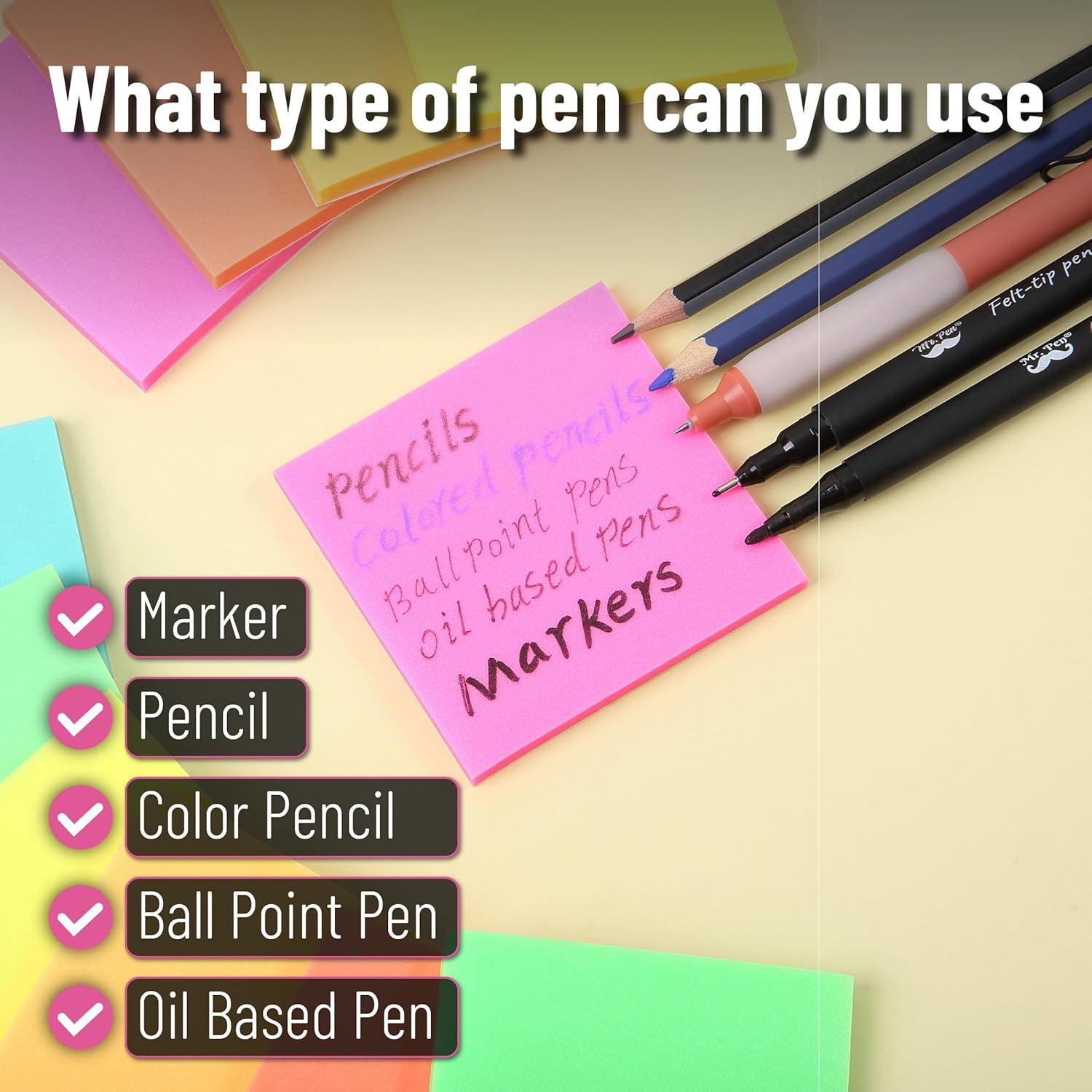 Notas Adhesivas Mr. Pen 3x3 cm, 12 Blocs, 600 Hojas Coloridas