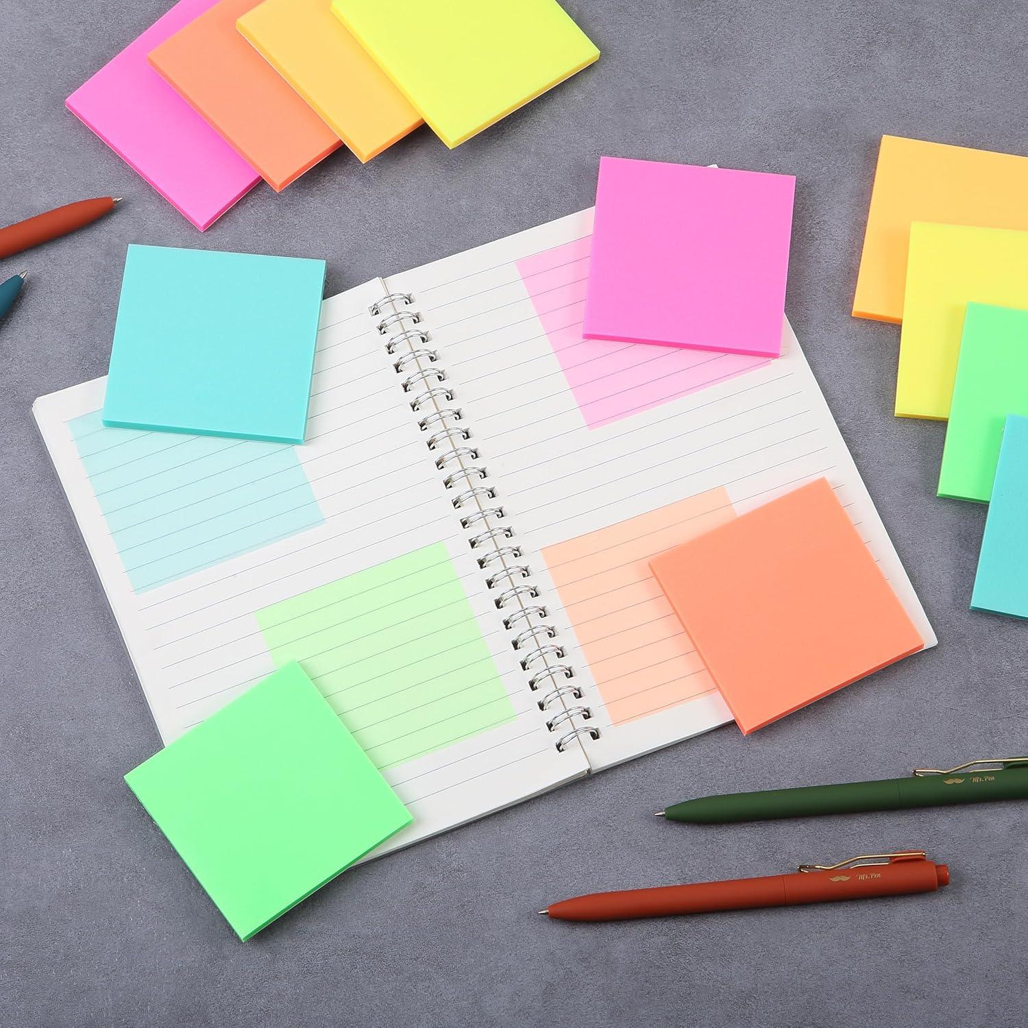 Notas Adhesivas Mr. Pen 3x3 cm, 12 Blocs, 600 Hojas Coloridas