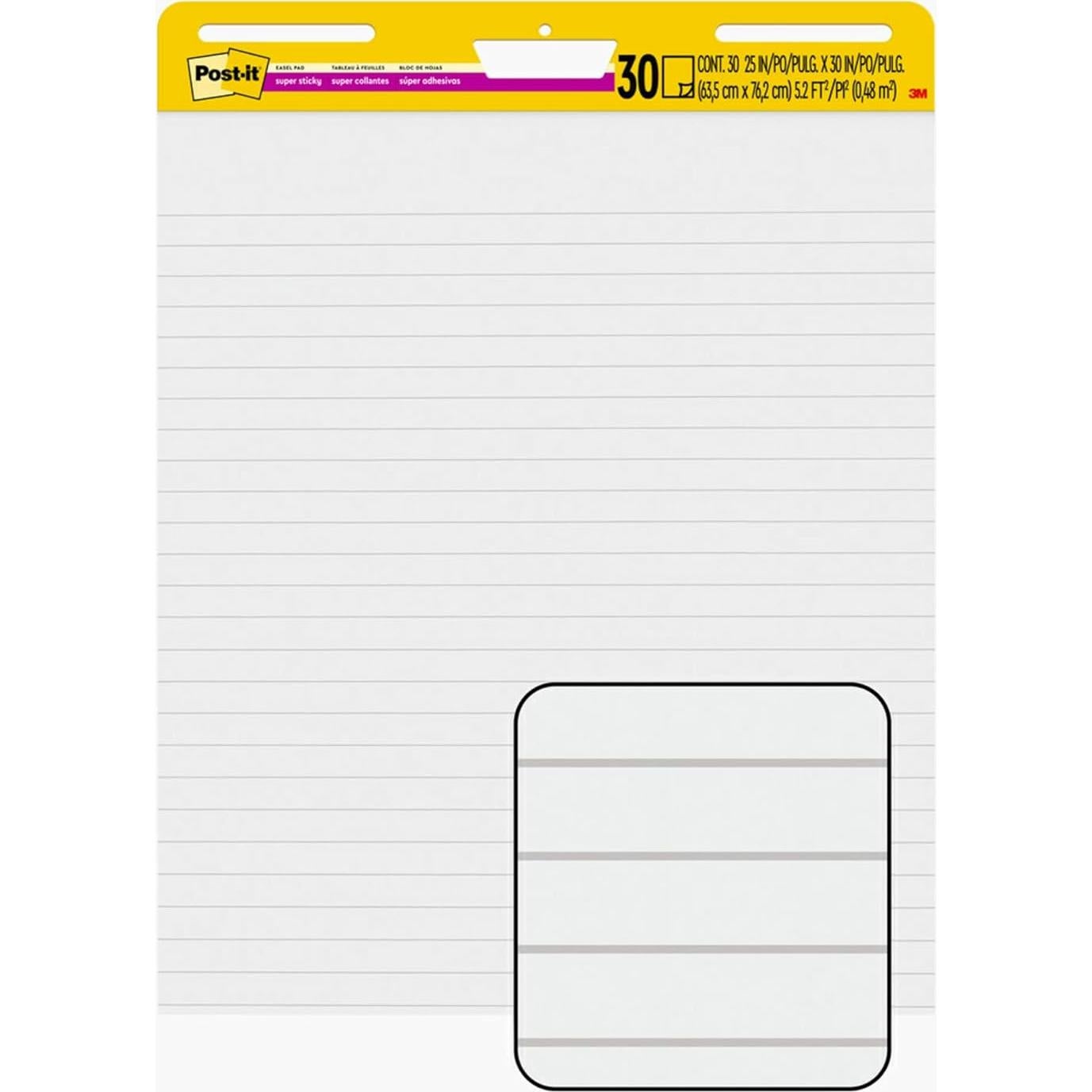 Post-it Super Sticky Easel Pad 63.5x76.2 cm Blanco Rayado 2 Pads