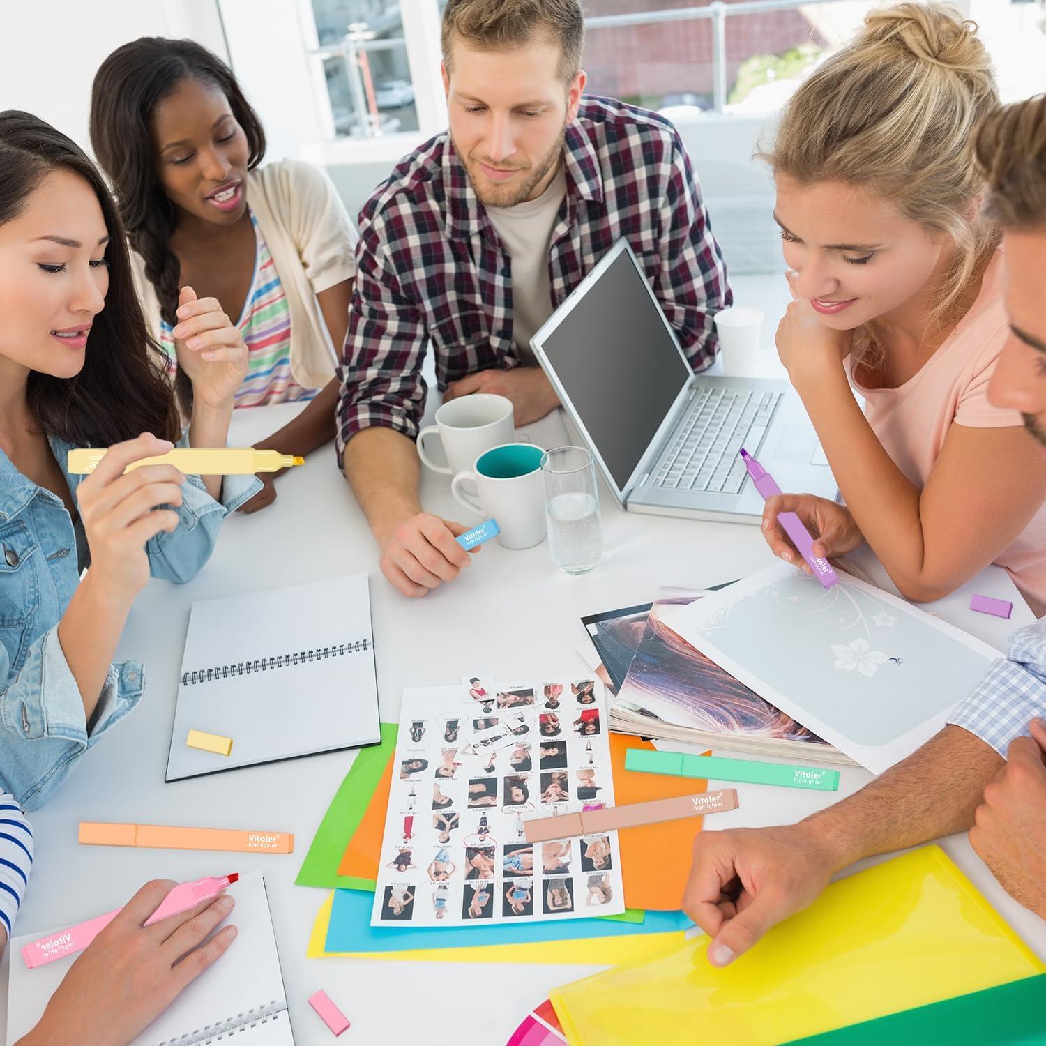 Vitoler 10 Marcadores Resaltadores Estéticos Multicolor Sin Sangrado