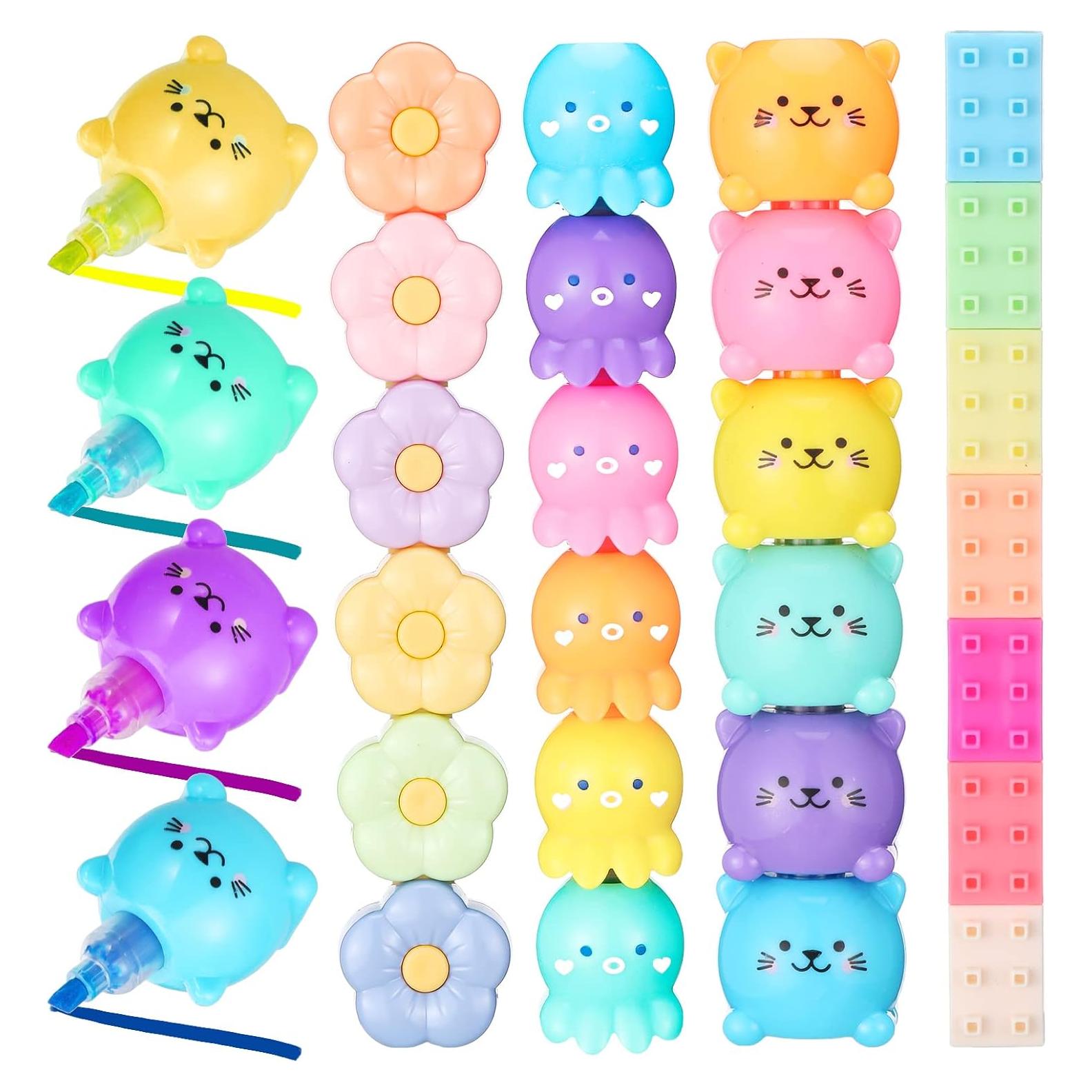 Paquete de 4 Subrayadores Kawaii Teling - Colores Pastel