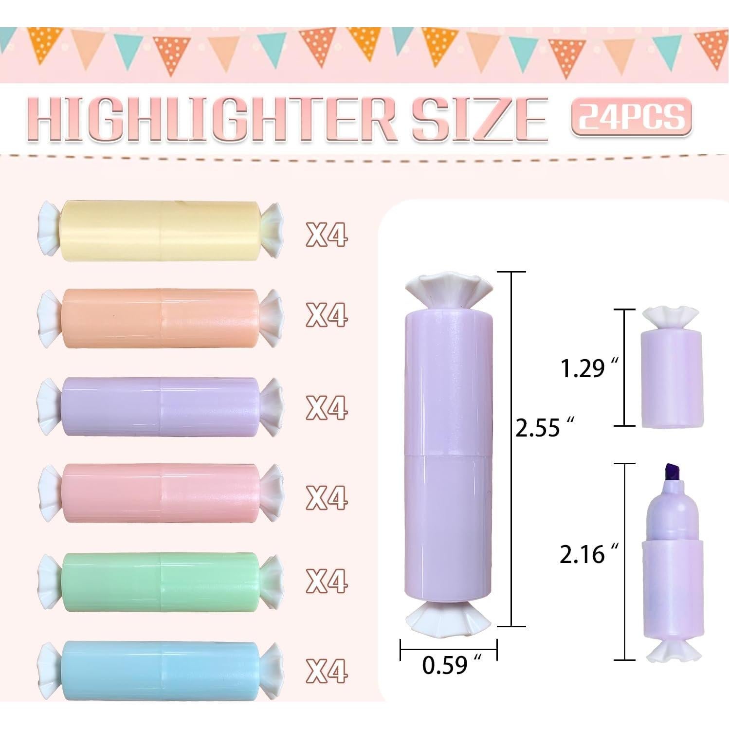 Marcadores Resaltadores Kawaii TQQBUU - 24 Piezas Multicolor