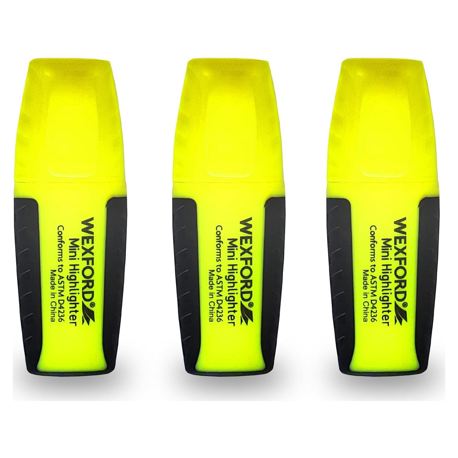 Mini Marcador Resaltador Wexford Amarillo Paquete de 3