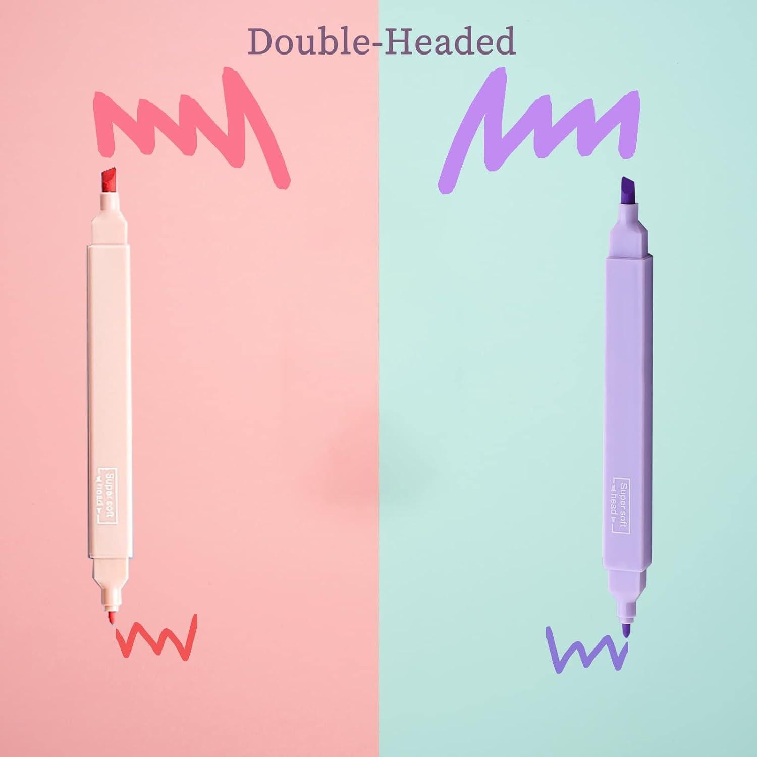 12 Marcadores Resaltadores Pastel Konket Sin Sangrado Multicolor