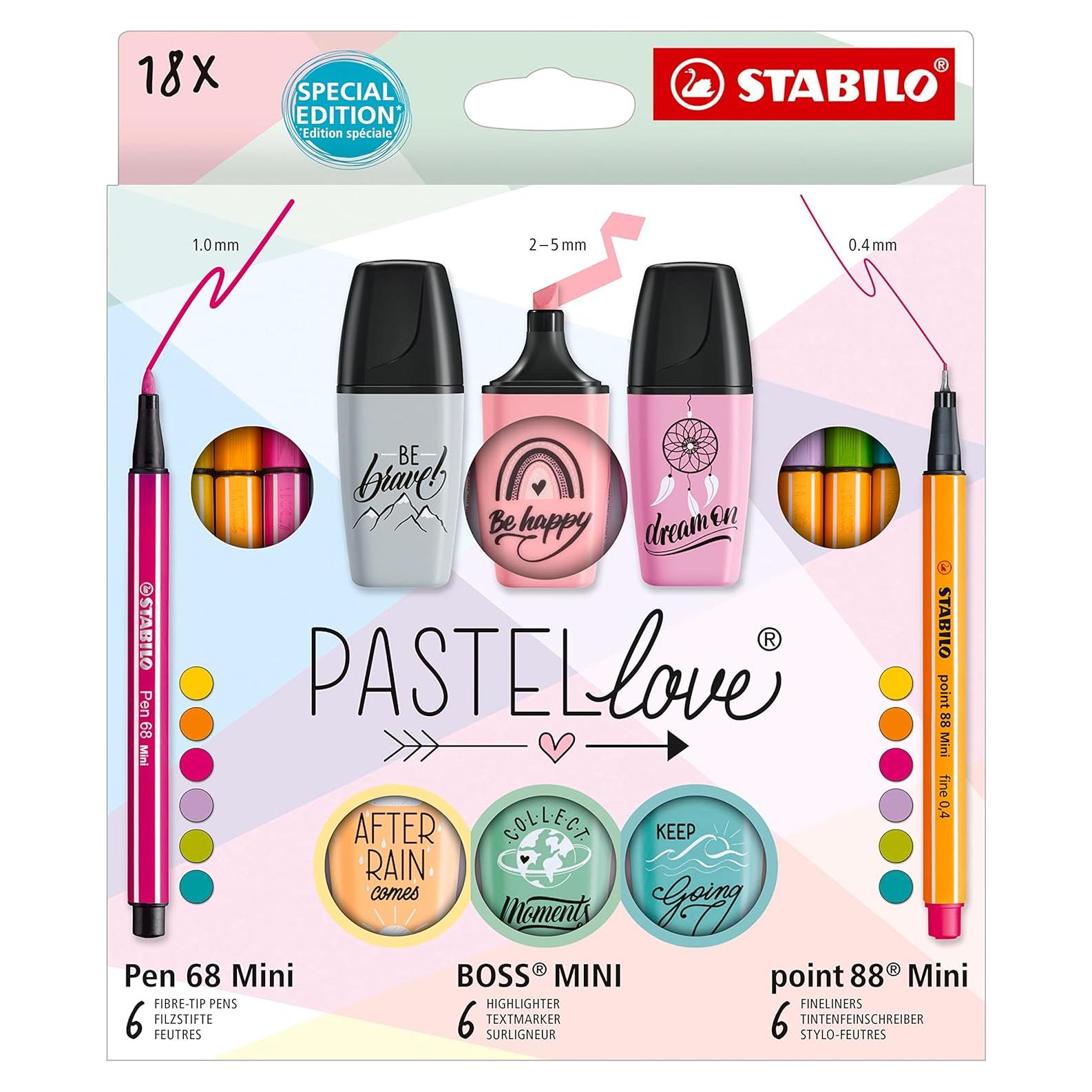 Set de Plumas STABILO Pastellove 18 Piezas - Fineliner y Marcadores