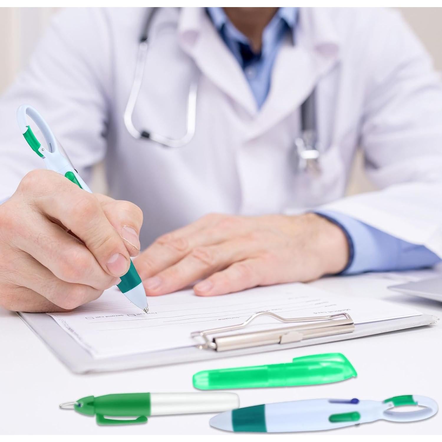 Set de 25 Bolígrafos y Resaltadores Sherr Verde para Enfermería