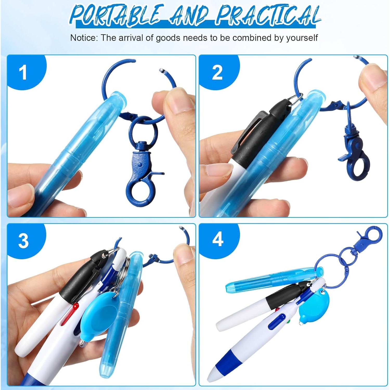 60 Bolígrafos Retráctiles Chinco con Llavero y Linterna LED