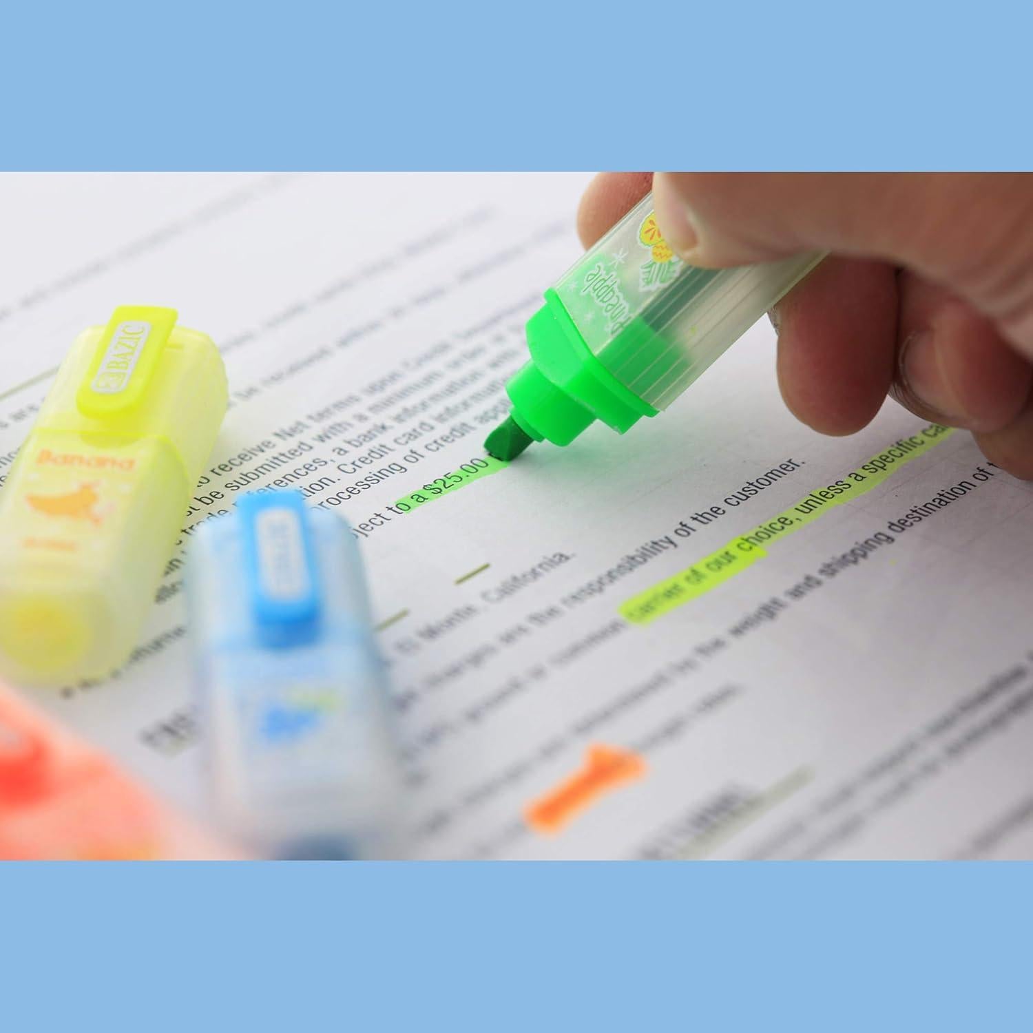 Marcadores Fluorescentes BAZIC Aromatizados 6 Colores Punta Chisel