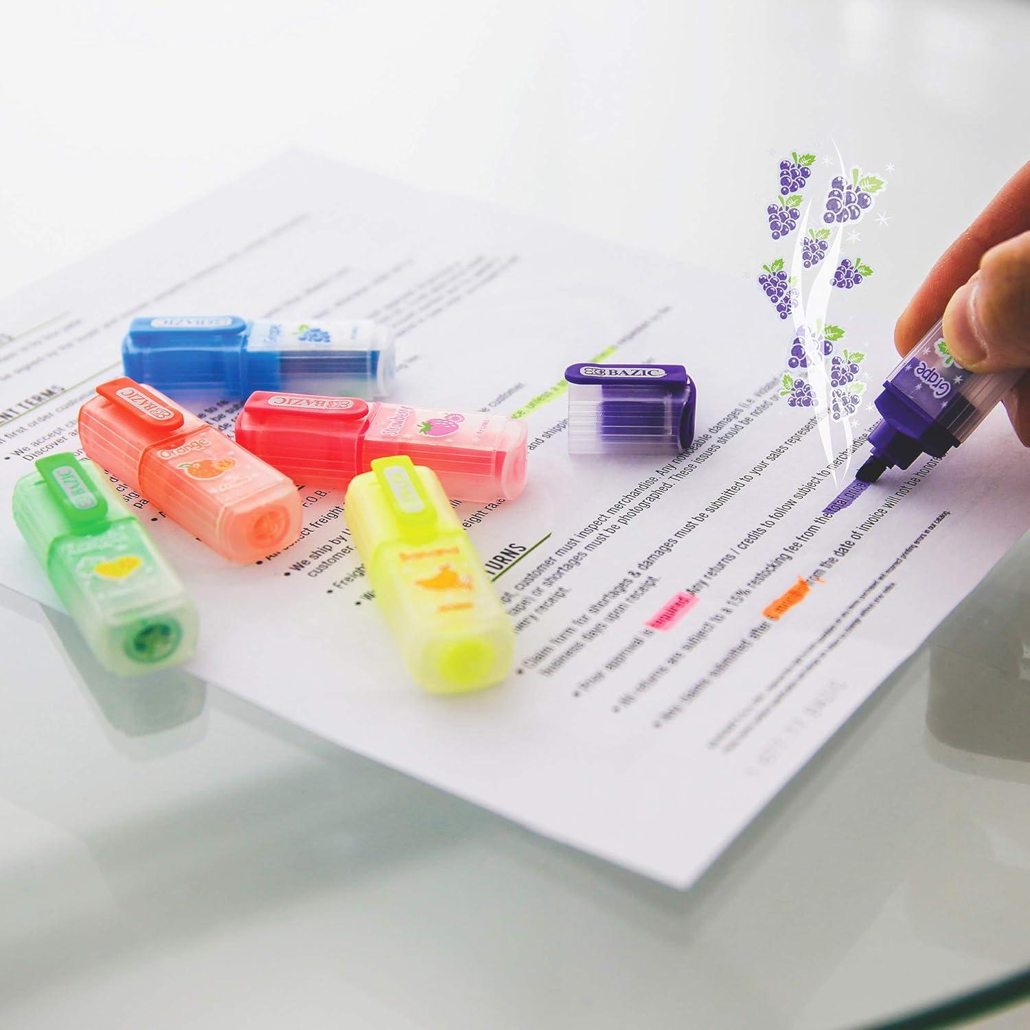 Marcadores Fluorescentes BAZIC Aromatizados 6 Colores Punta Chisel