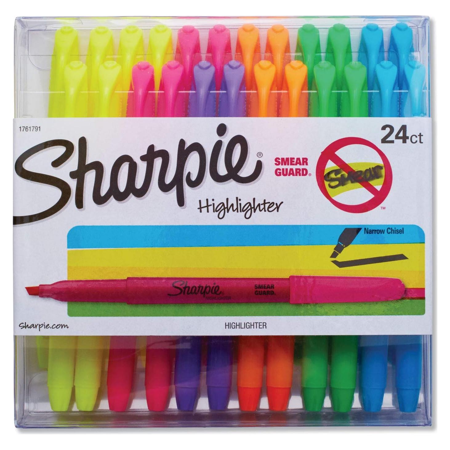 Juego de 24 Resaltadores Sharpie Punta Chisel Colores Asortidos