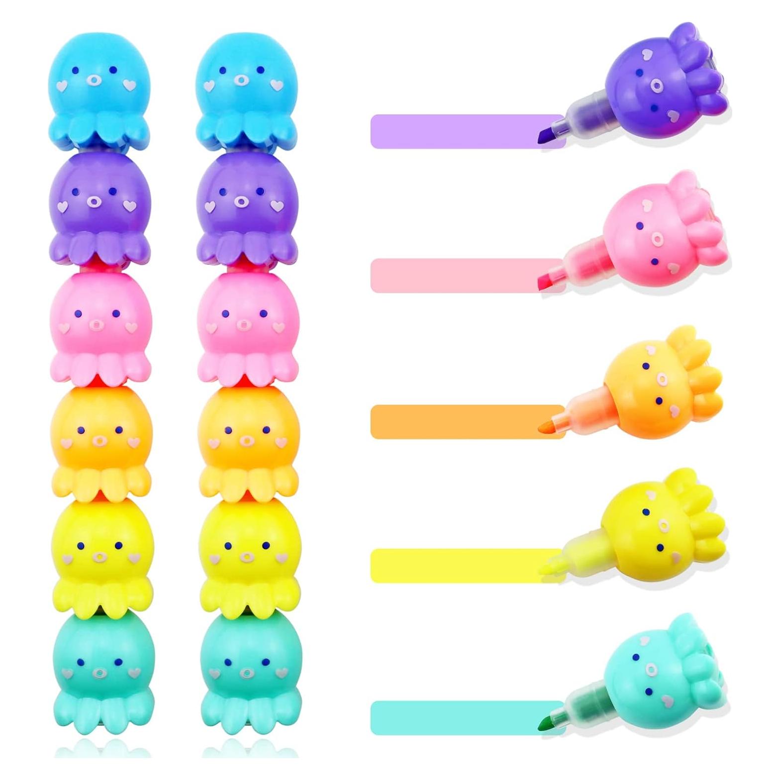 Set de 12 Resaltadores de Pulpo YETOOME Multicolor 20 cm