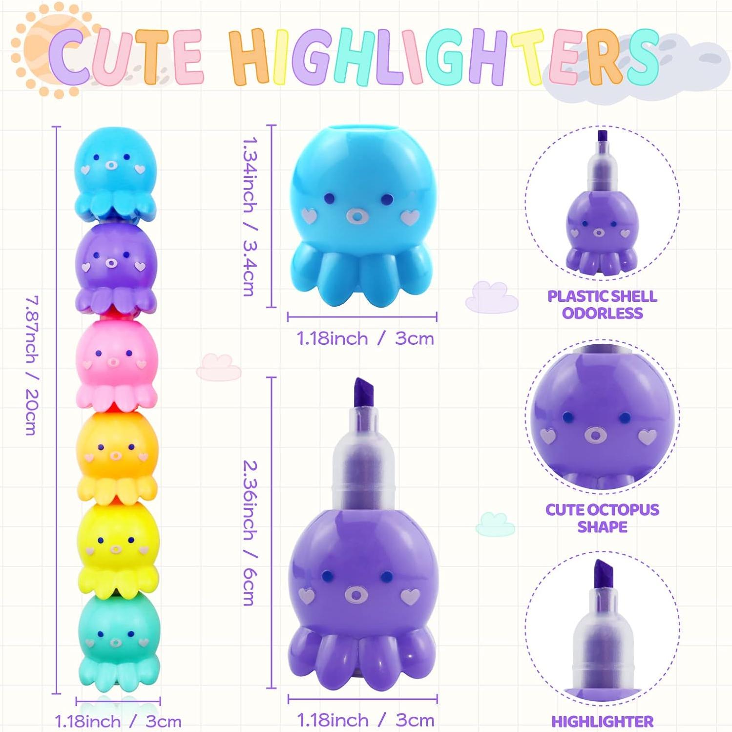 Set de 12 Resaltadores de Pulpo YETOOME Multicolor 20 cm