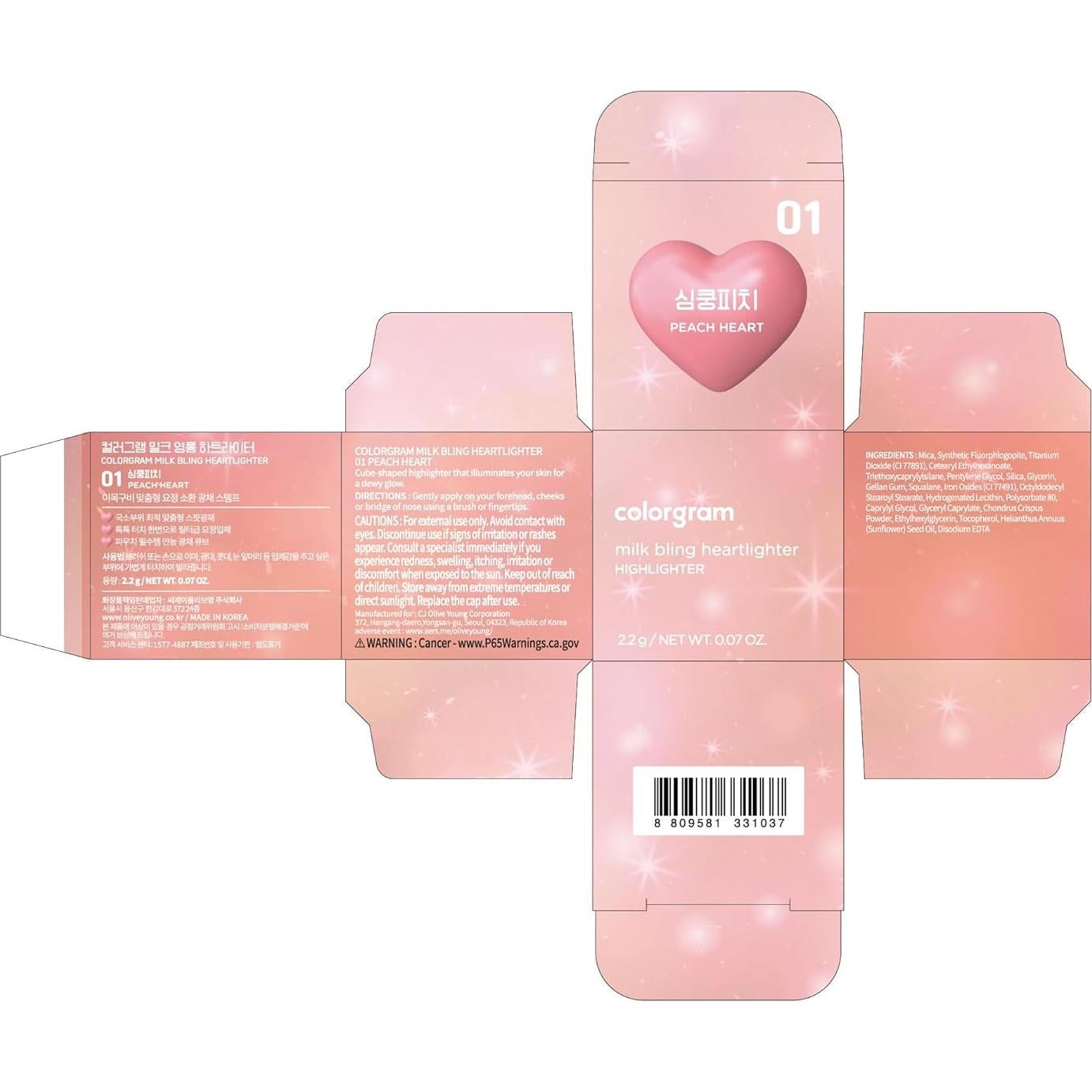 Iluminador Cremoso Colorgram Milk Bling Durazno 1.98g