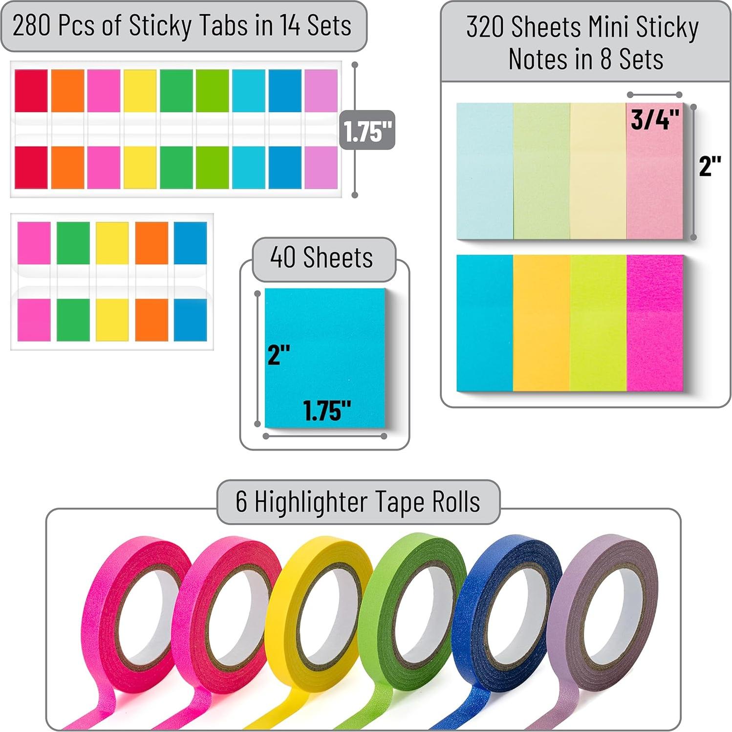 Juego de Notas Adhesivas y Cinta Resaltadora Mr. Pen 280 Piezas