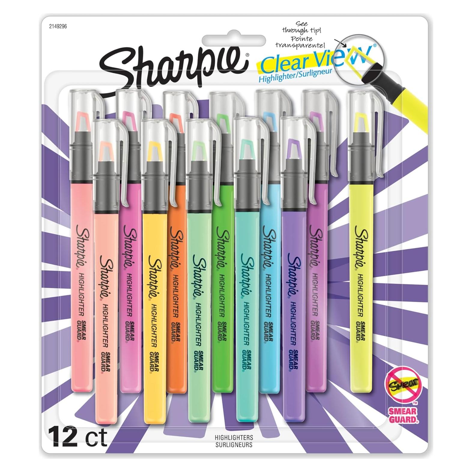Resaltador Sharpie Clear View Punta Cincel Surtido Paquete 12