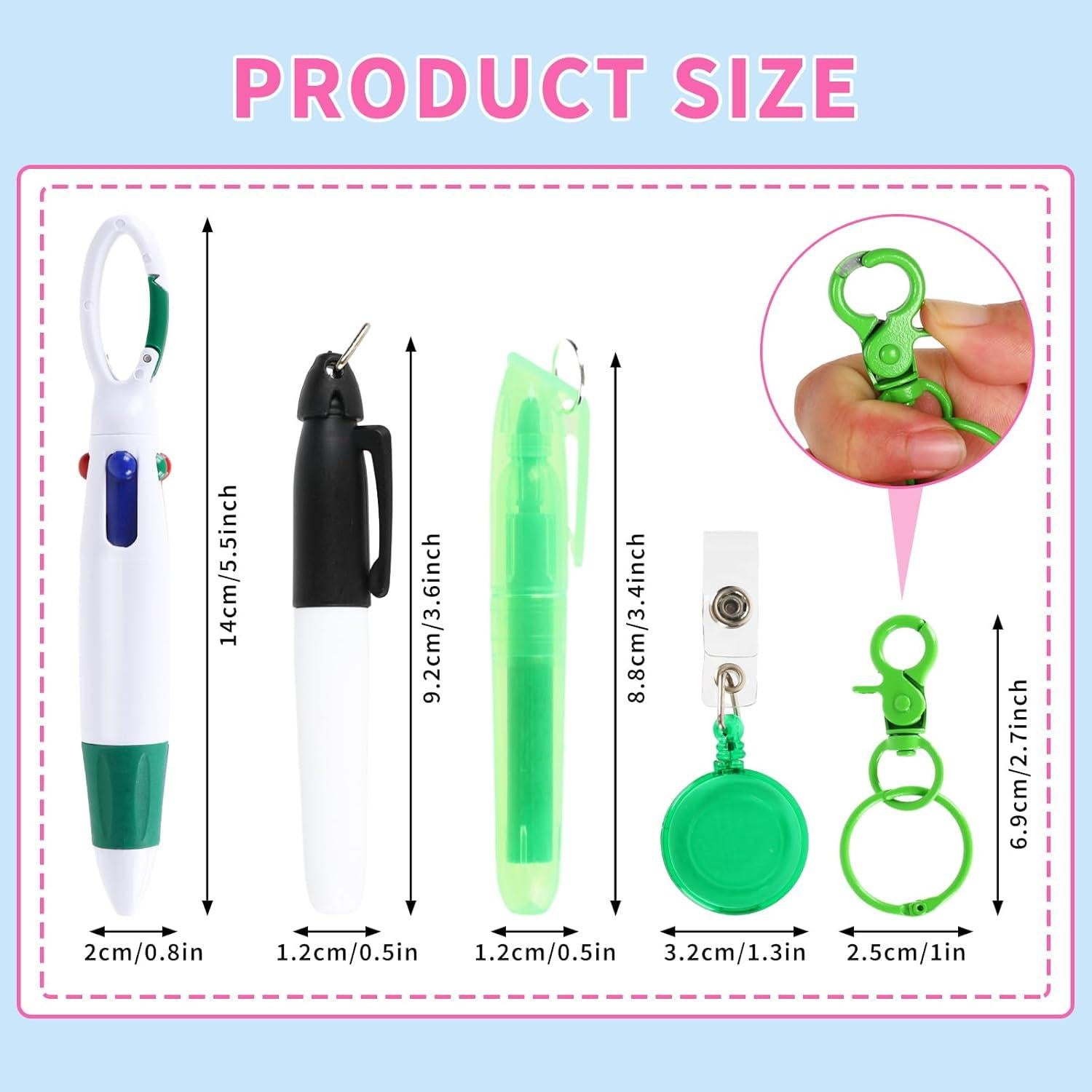 Conjunto 10 Piezas Plumas de Enfermera Whaline Rosa Verde