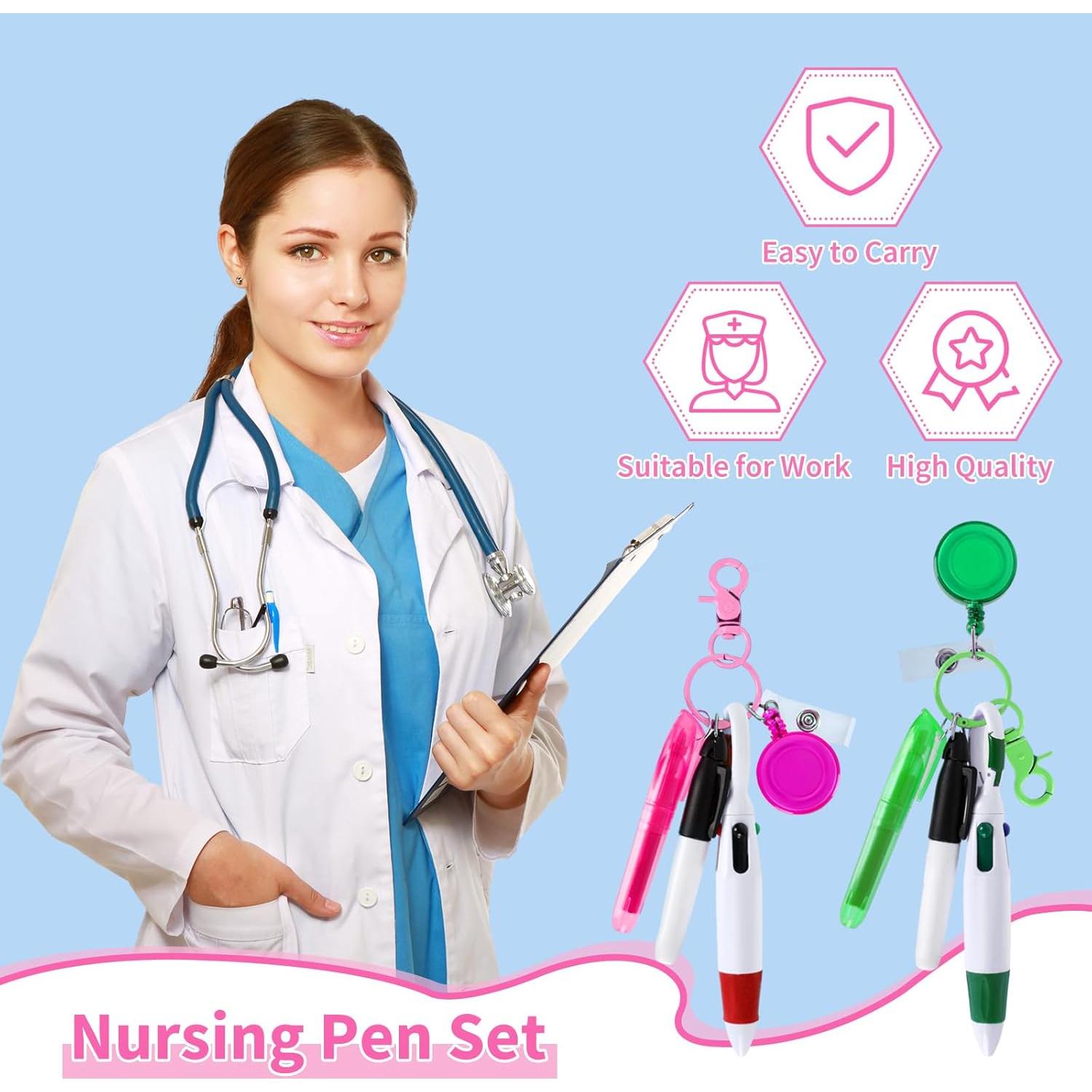 Conjunto 10 Piezas Plumas de Enfermera Whaline Rosa Verde