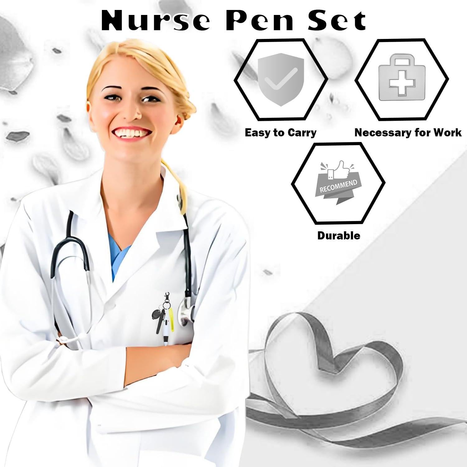 Juego de bolígrafos para enfermeras Daemson con linterna LED