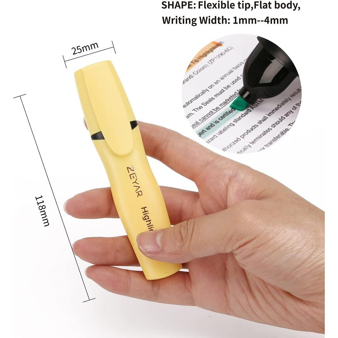 Resaltadores ZEYAR 6 Colores Macaron Punta Chisel Certificado AP