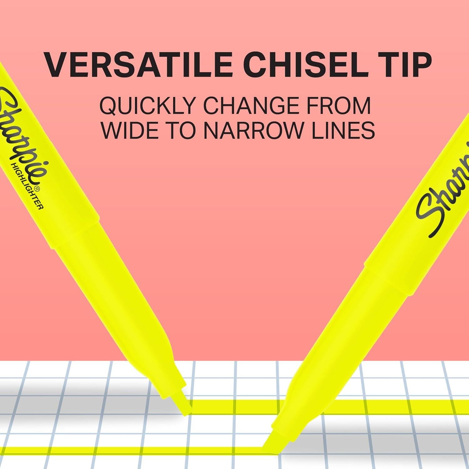 Marcadores de Resaltador Sharpie Amarillo Fluorescente, Punta Cincel, Caja de 12