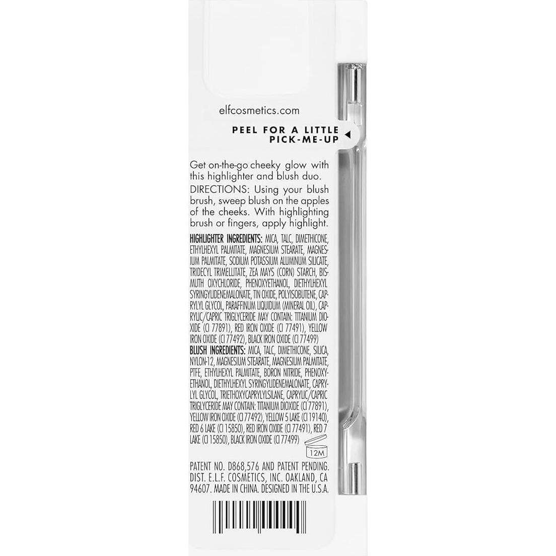 Dúo de Cara e.l.f. Cosmetics Iluminador y Rubor Durazno Blanco 1.4g