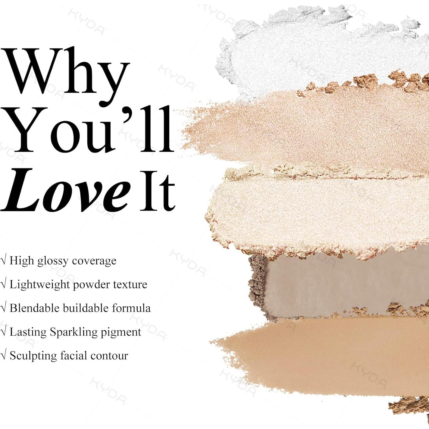 Paleta de Iluminador Facial KYDA - Brillo del Sol, 1 Cuenta