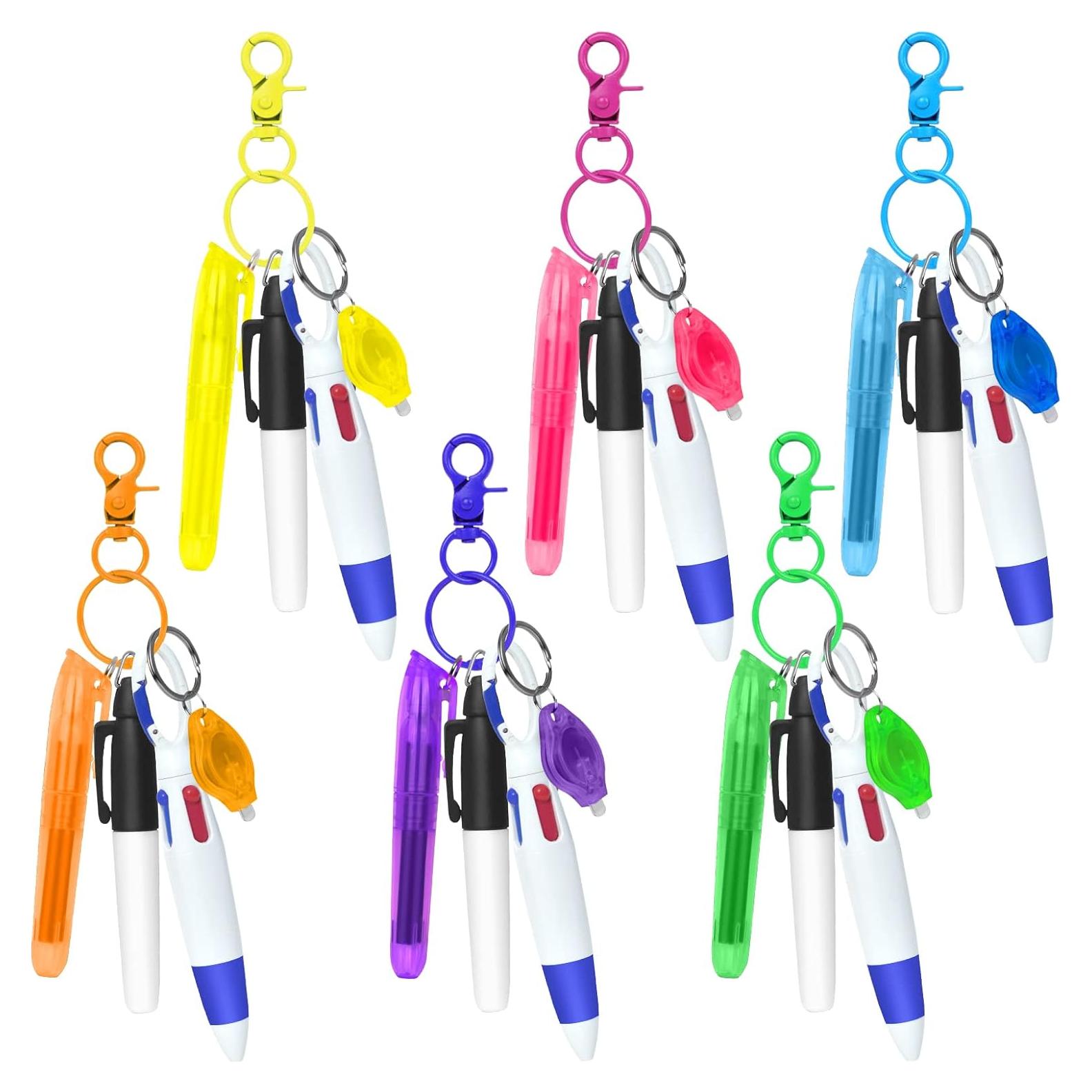 Set de 30 bolígrafos y resaltadores DOUB con llaveros LED