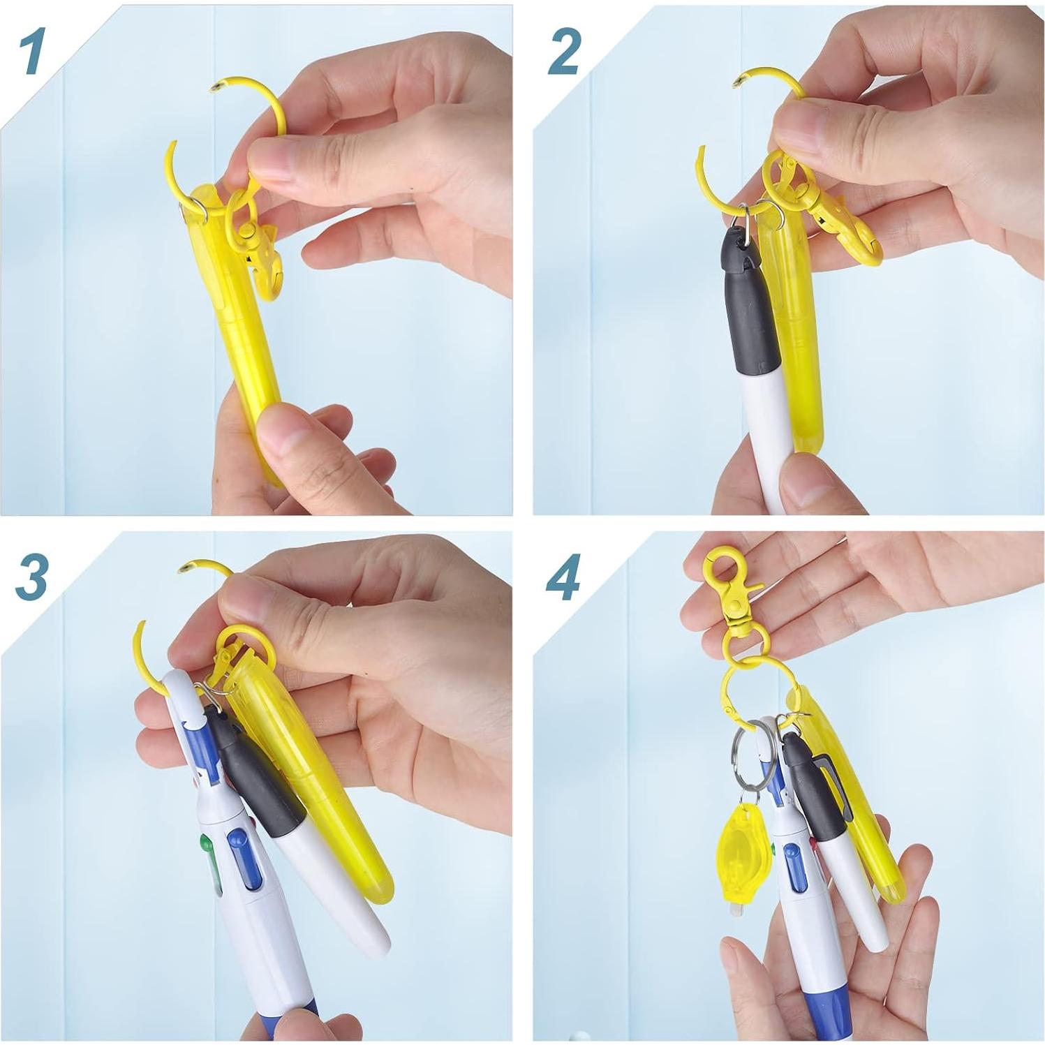 Set de 30 bolígrafos y resaltadores DOUB con llaveros LED