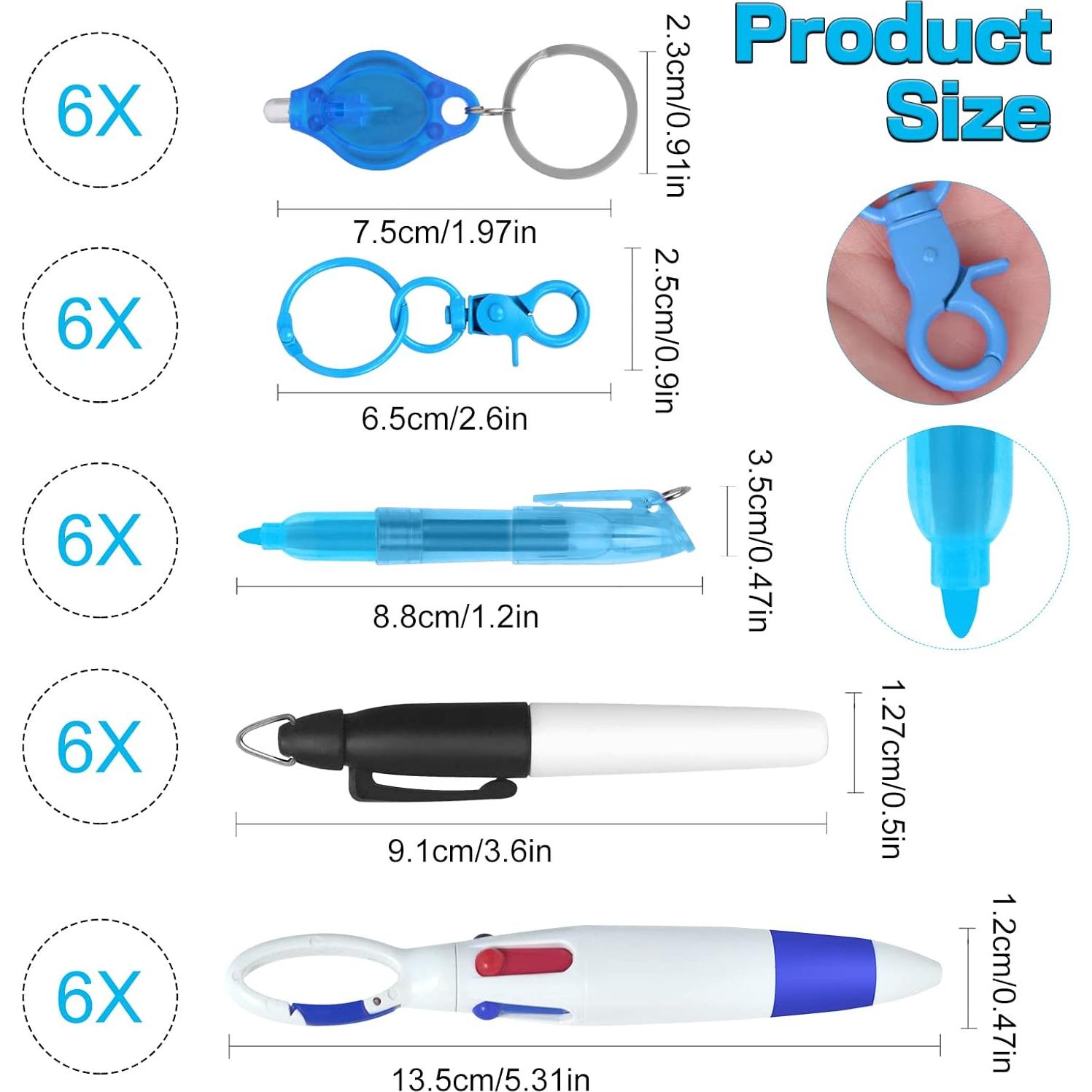 Set de 30 bolígrafos y resaltadores DOUB con llaveros LED