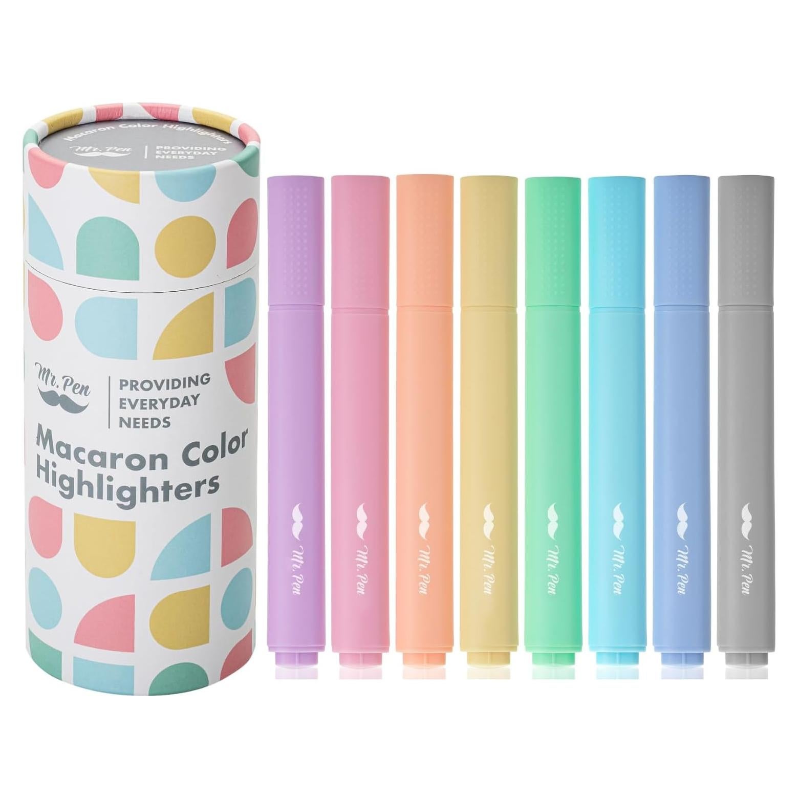 Marcadores Fluorescentes Mr. Pen, 8 Colores Macaron, 0.5mm